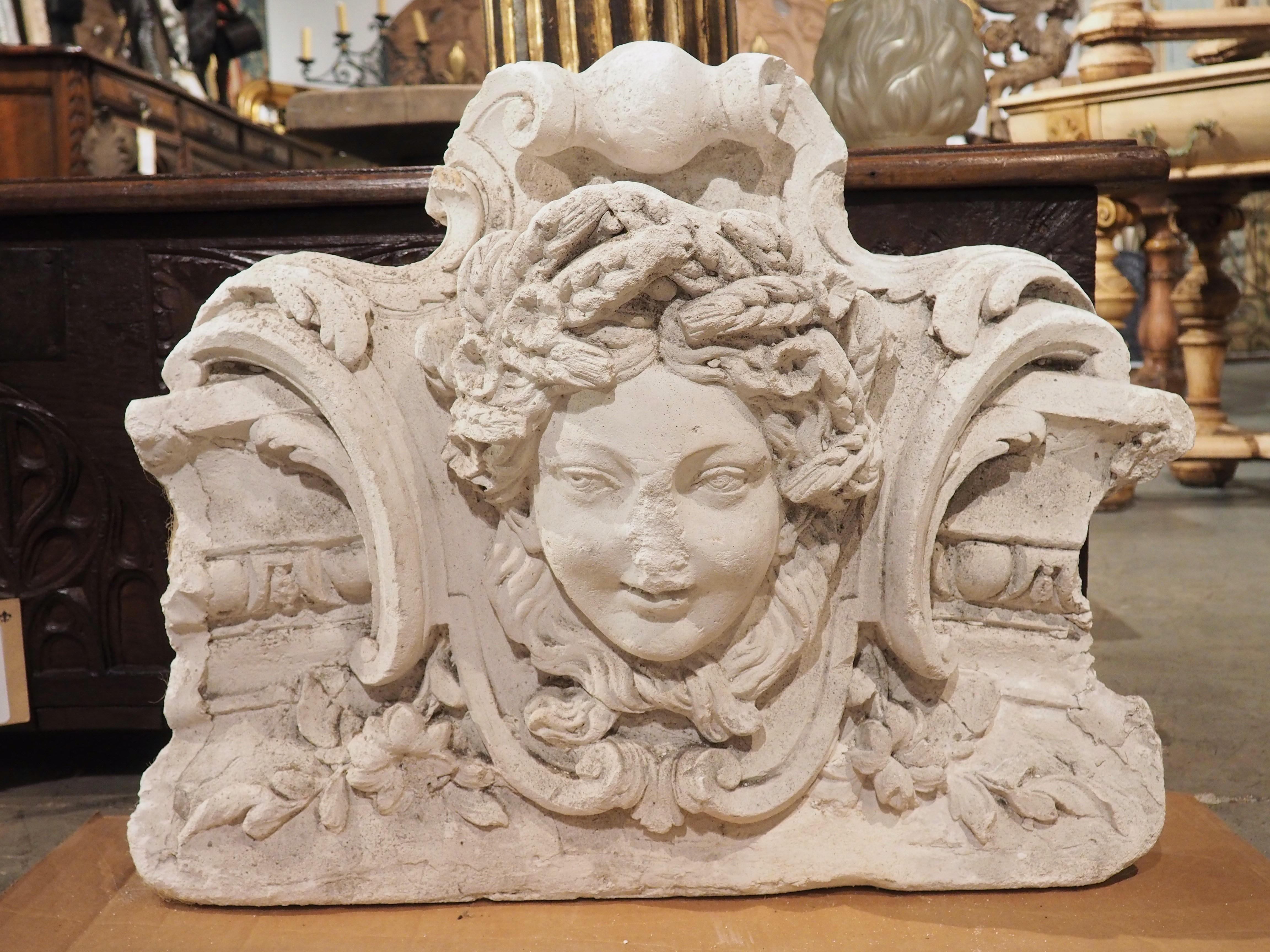 Antique French Plaster Architectural with Female Mascaron, Late 19th Century For Sale 13