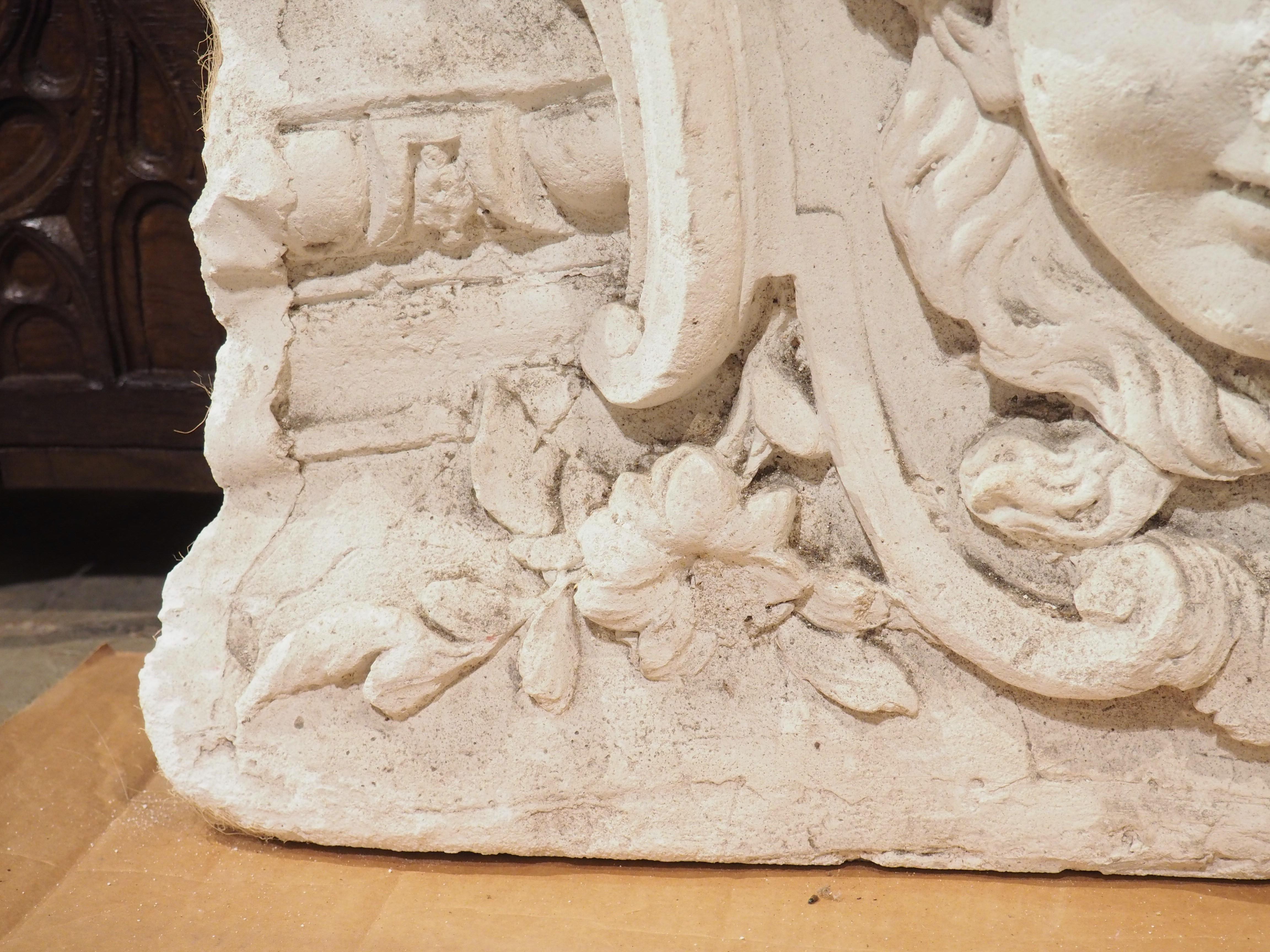 Antique French Plaster Architectural with Female Mascaron, Late 19th Century In Good Condition For Sale In Dallas, TX