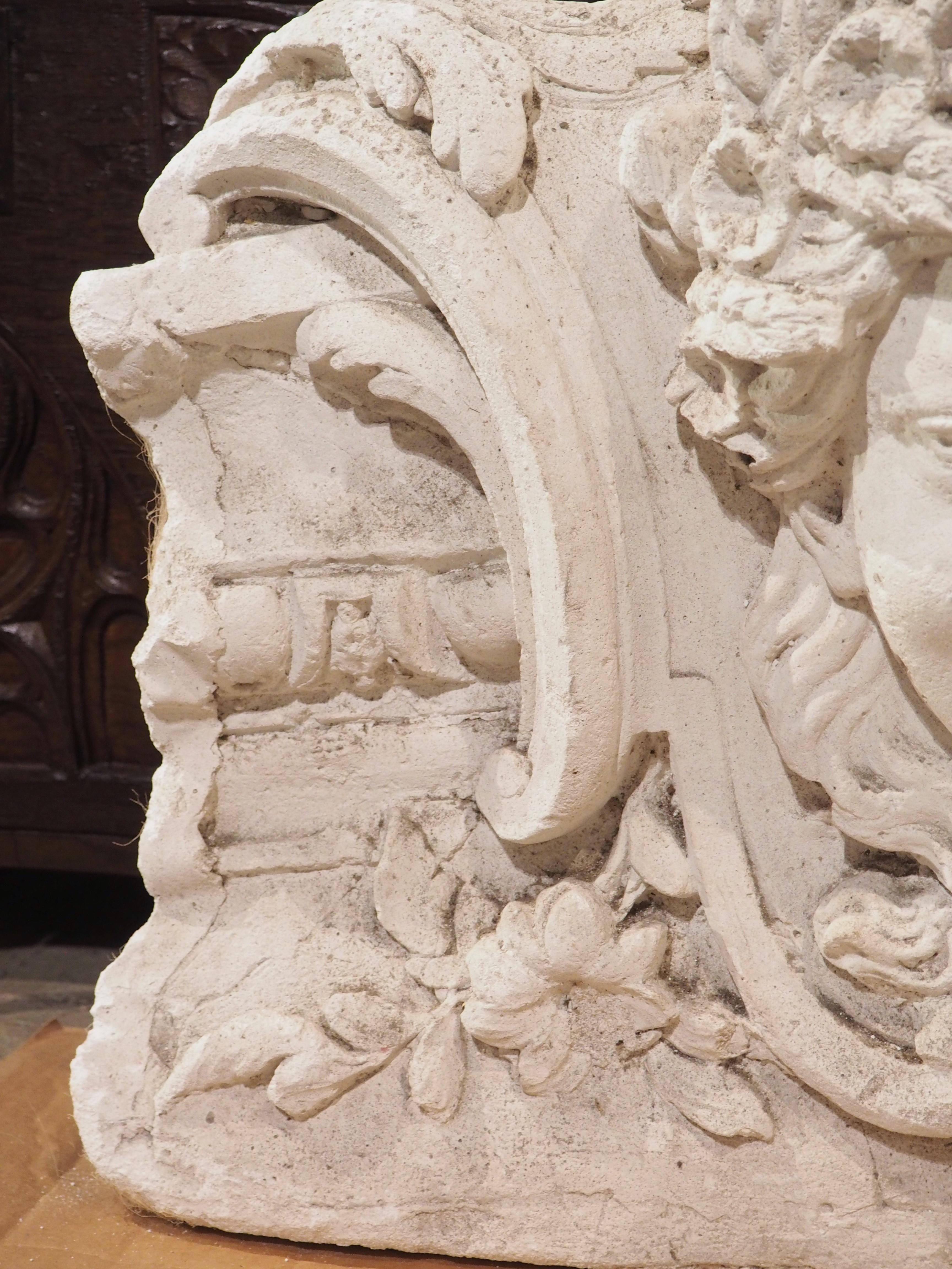 Antique French Plaster Architectural with Female Mascaron, Late 19th Century For Sale 1