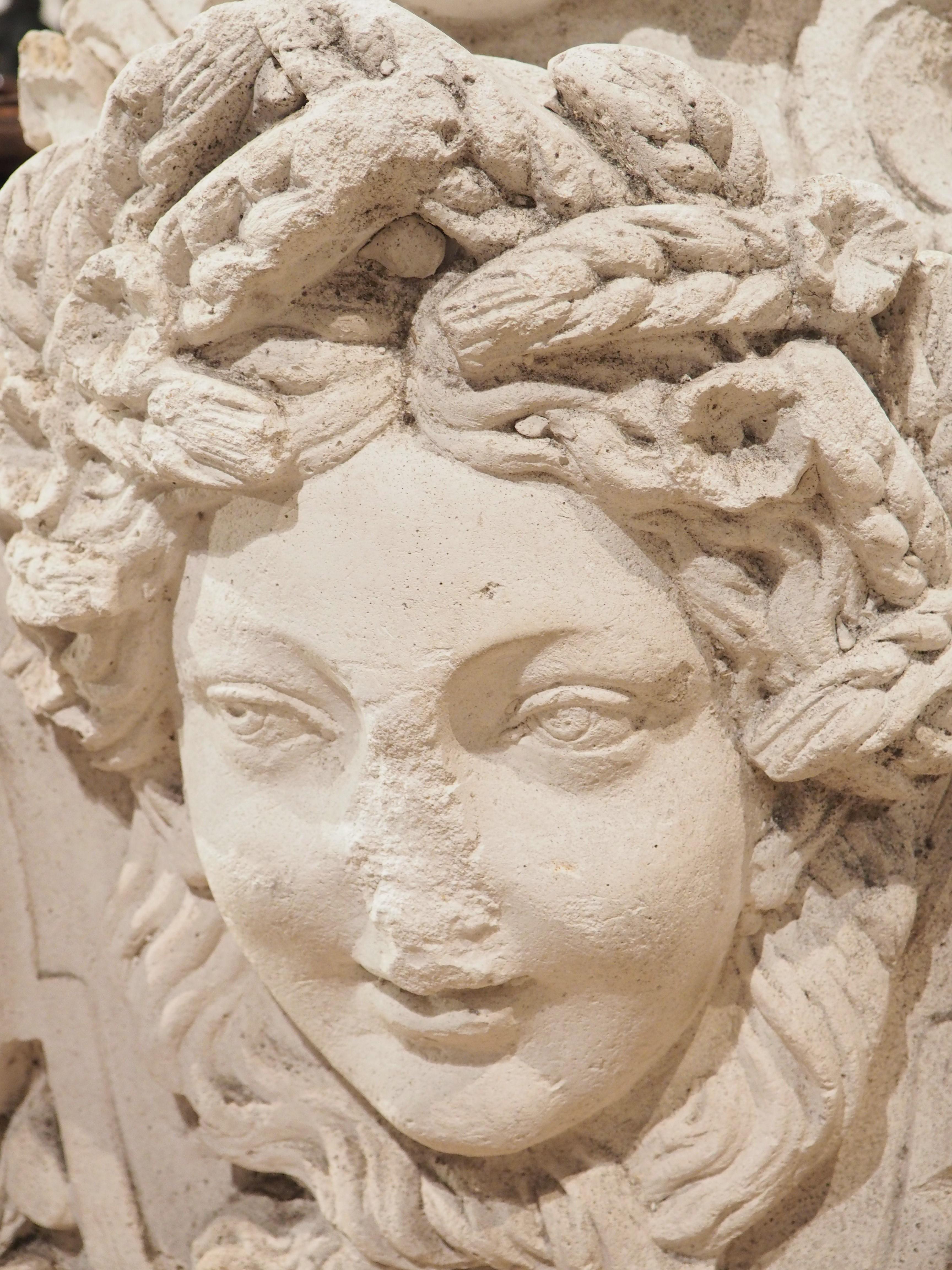 Antique French Plaster Architectural with Female Mascaron, Late 19th Century 4