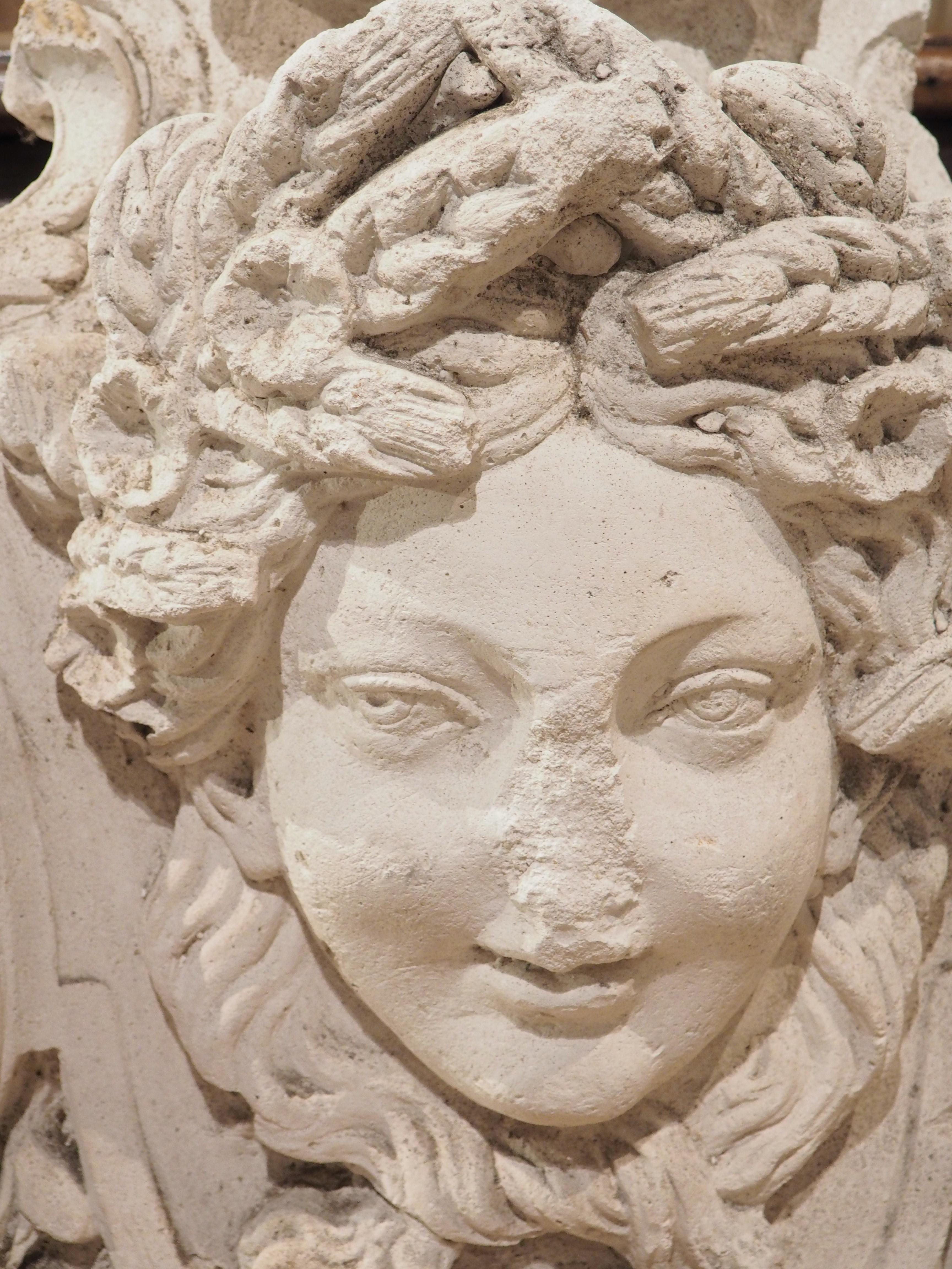 Antique French Plaster Architectural with Female Mascaron, Late 19th Century 5