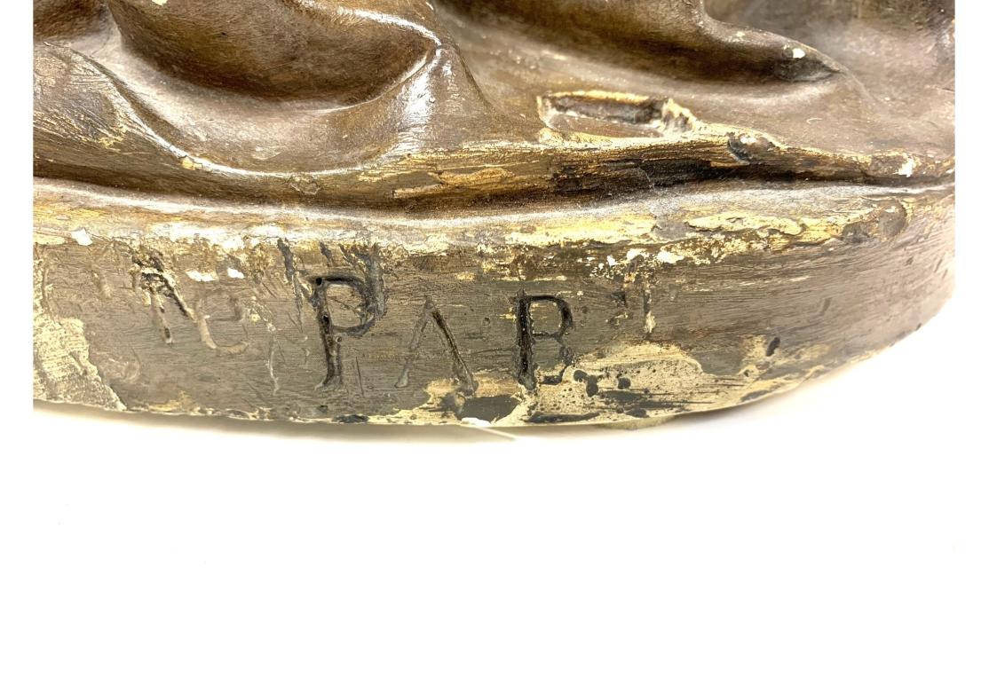 Antique French Figure en plâtre d'un berger avec des yeux en verre en vente 2