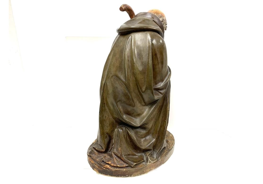 Antique French Figure en plâtre d'un berger avec des yeux en verre en vente 4