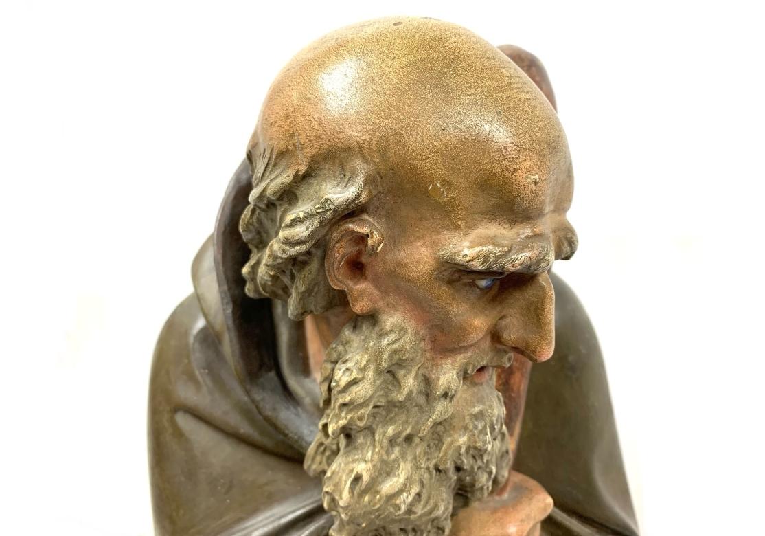 Antique French Figure en plâtre d'un berger avec des yeux en verre en vente 7