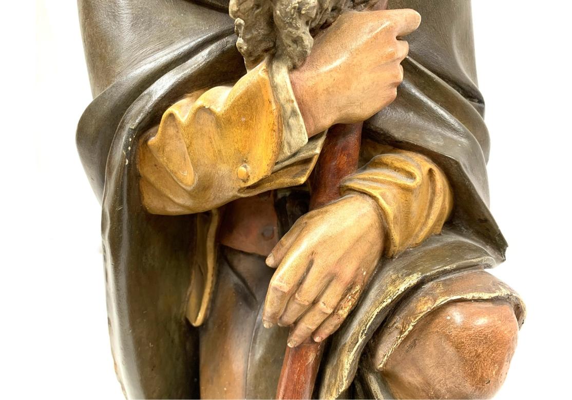 Antique French Figure en plâtre d'un berger avec des yeux en verre en vente 9