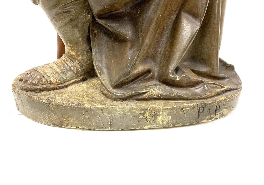 20ième siècle Antique French Figure en plâtre d'un berger avec des yeux en verre en vente