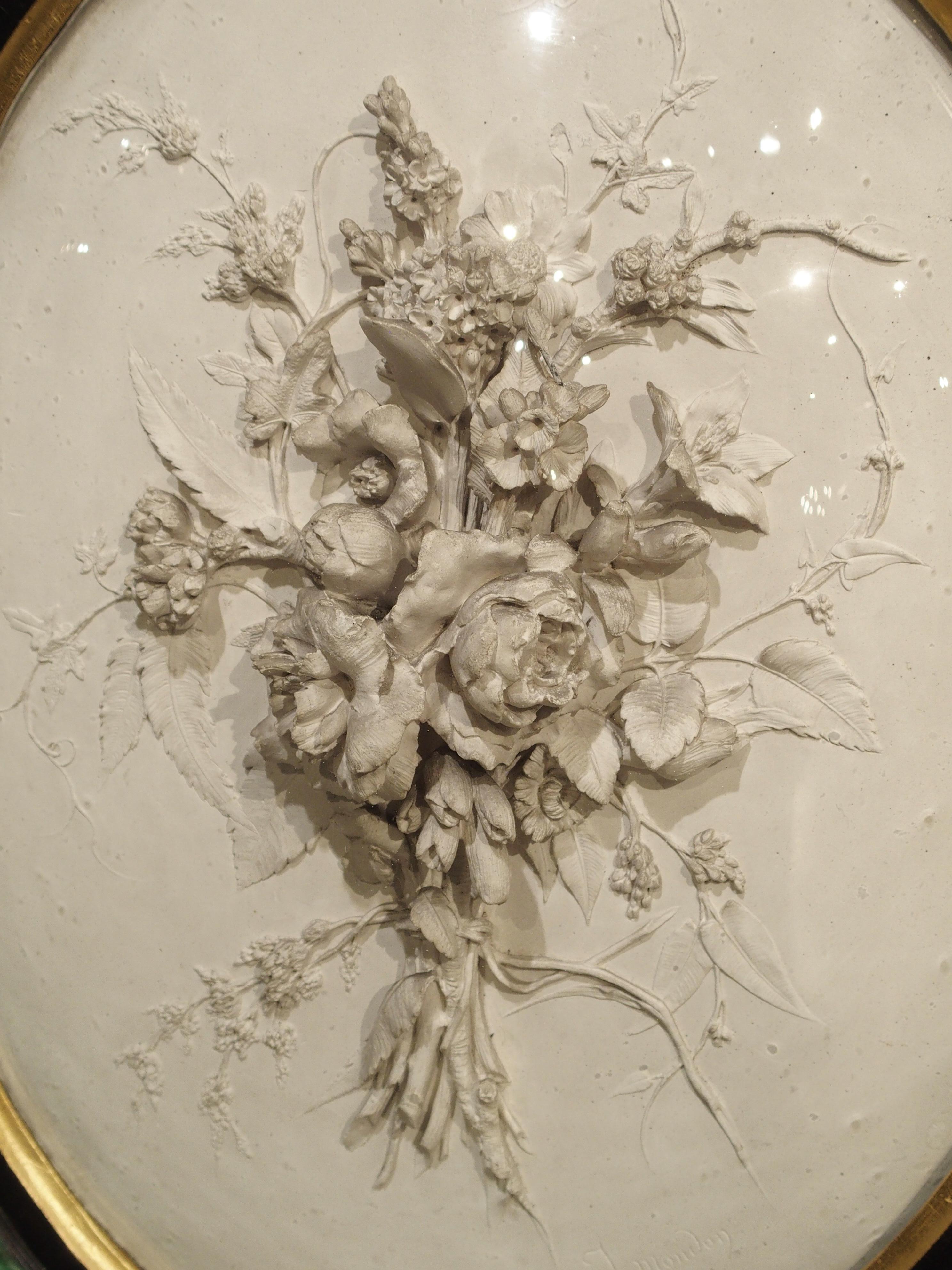 Antique French Plaster Plaques Representing Spring and Fall, J. Mondon, 1897 1