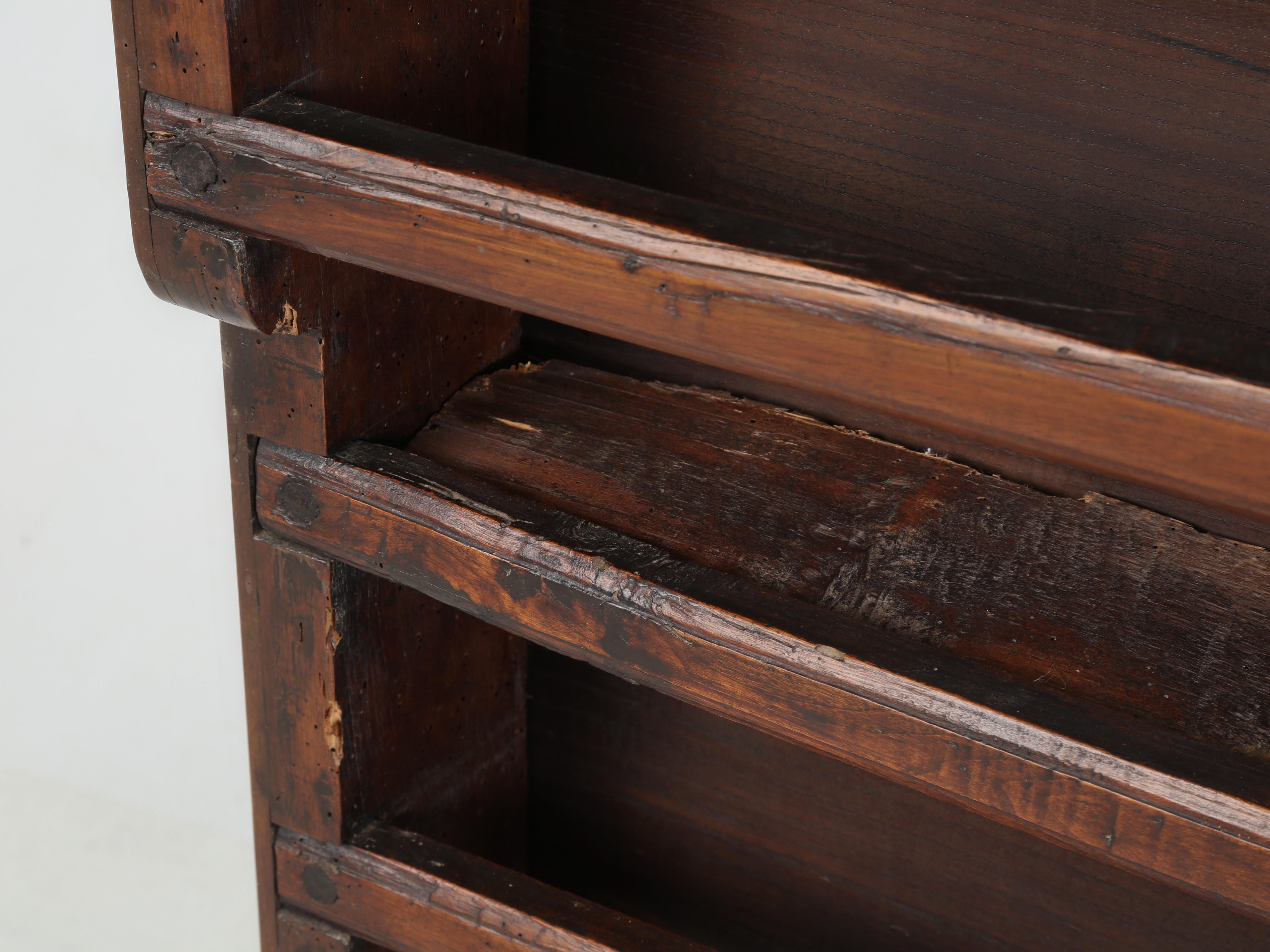 Country Antique French Plate Rack from 1700's Original Unrestored with Spoon Holder