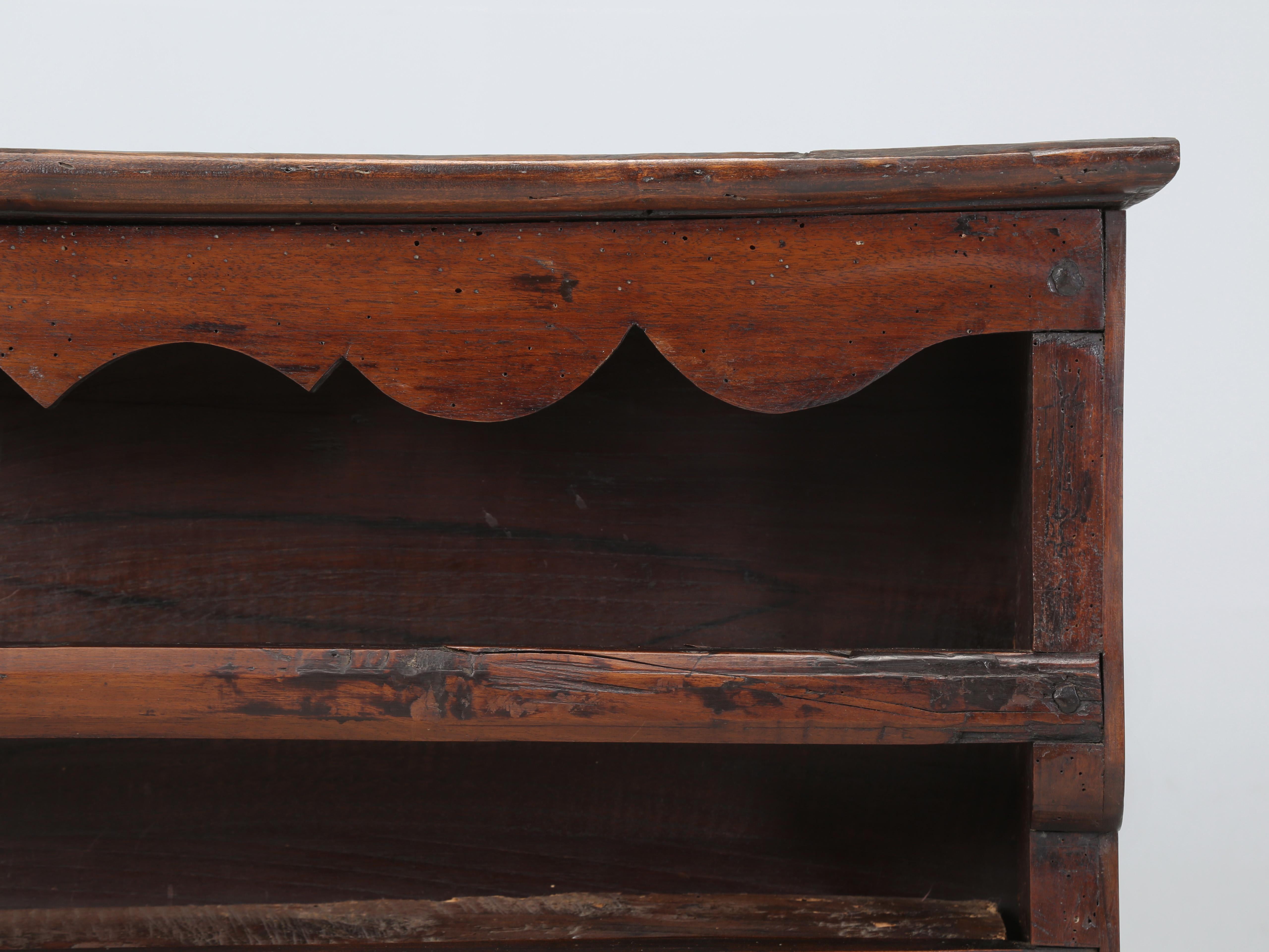 Antique French Plate Rack from 1700's Original Unrestored with Spoon Holder In Fair Condition In Chicago, IL