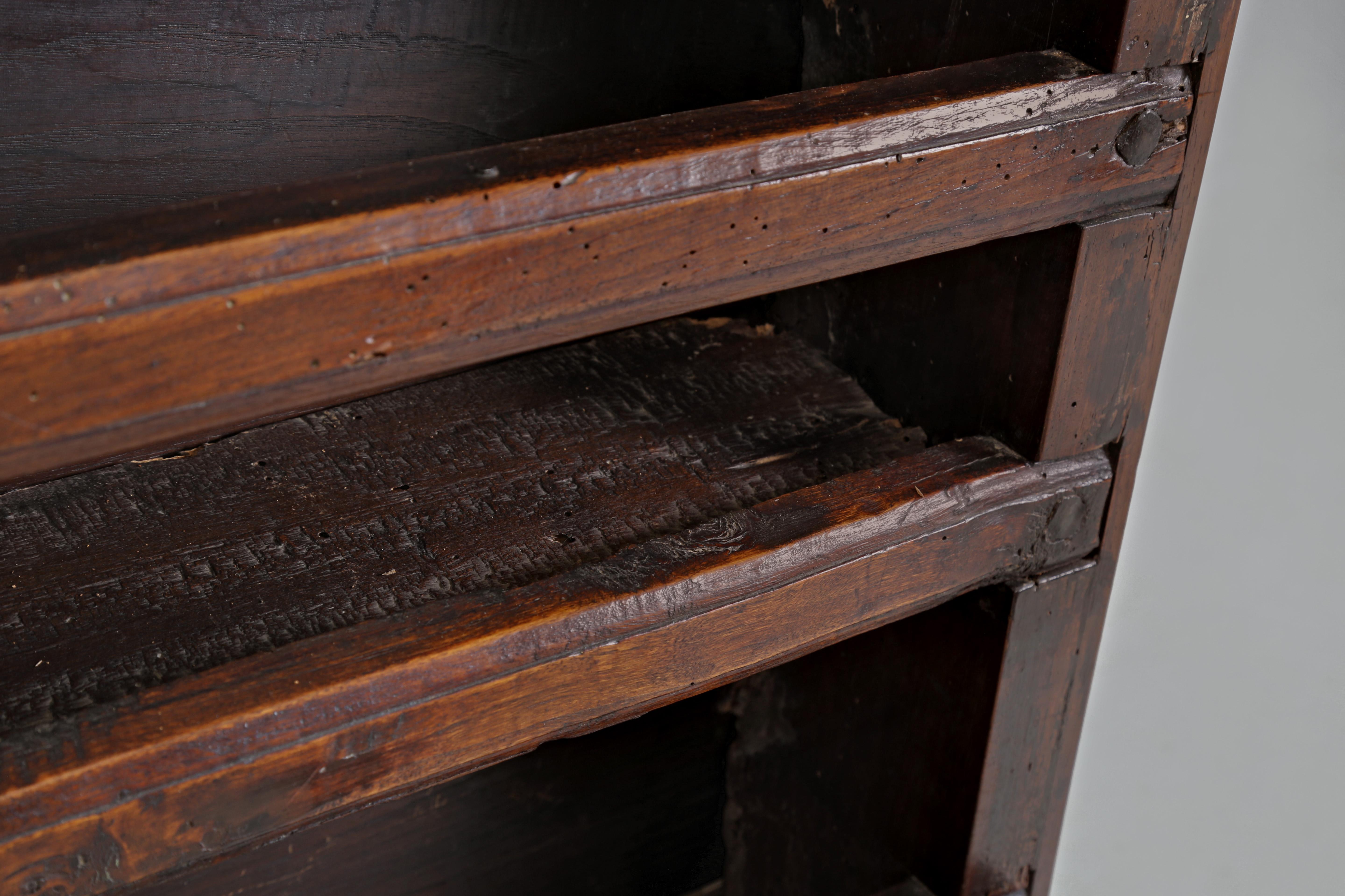 Wood Antique French Plate Rack from 1700's Original Unrestored with Spoon Holder
