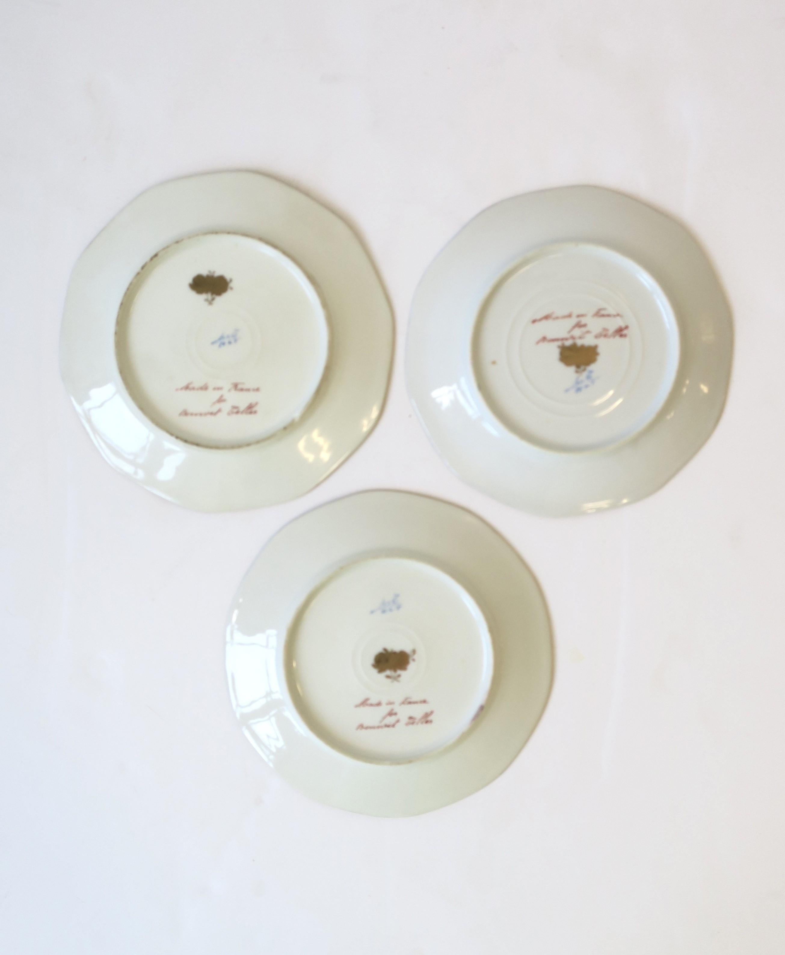Antique French Plates for Bonwit Teller & Co. New York, Set of 3 For Sale 5