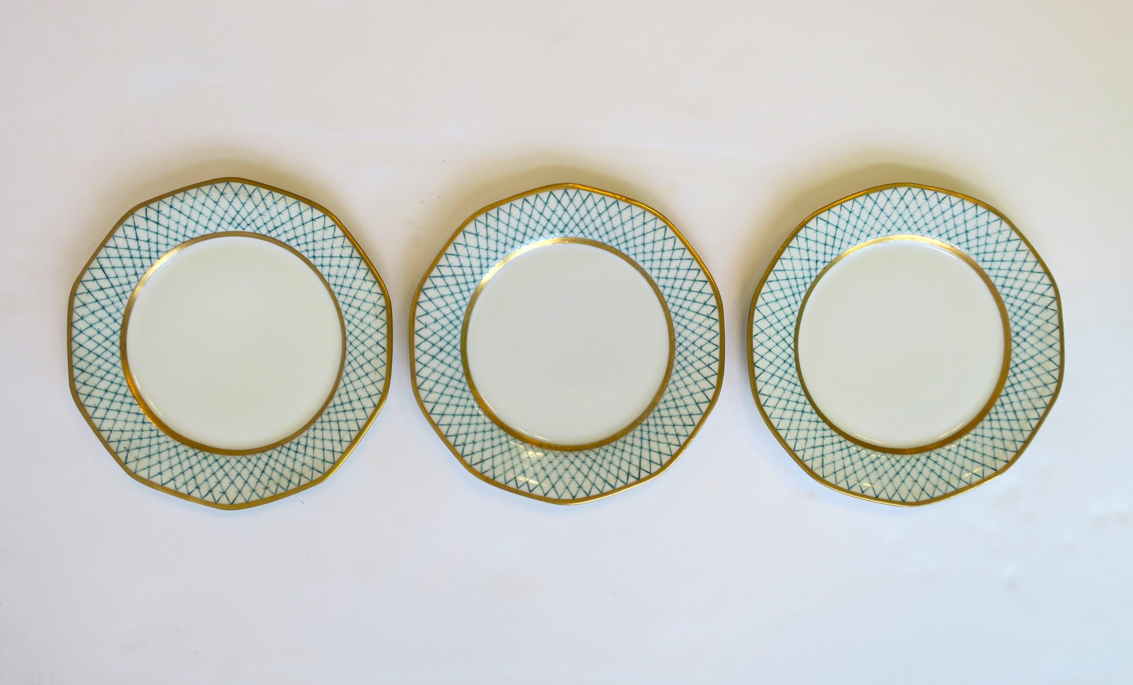 Porcelain Antique French Plates for Bonwit Teller & Co. New York, Set of 3 For Sale