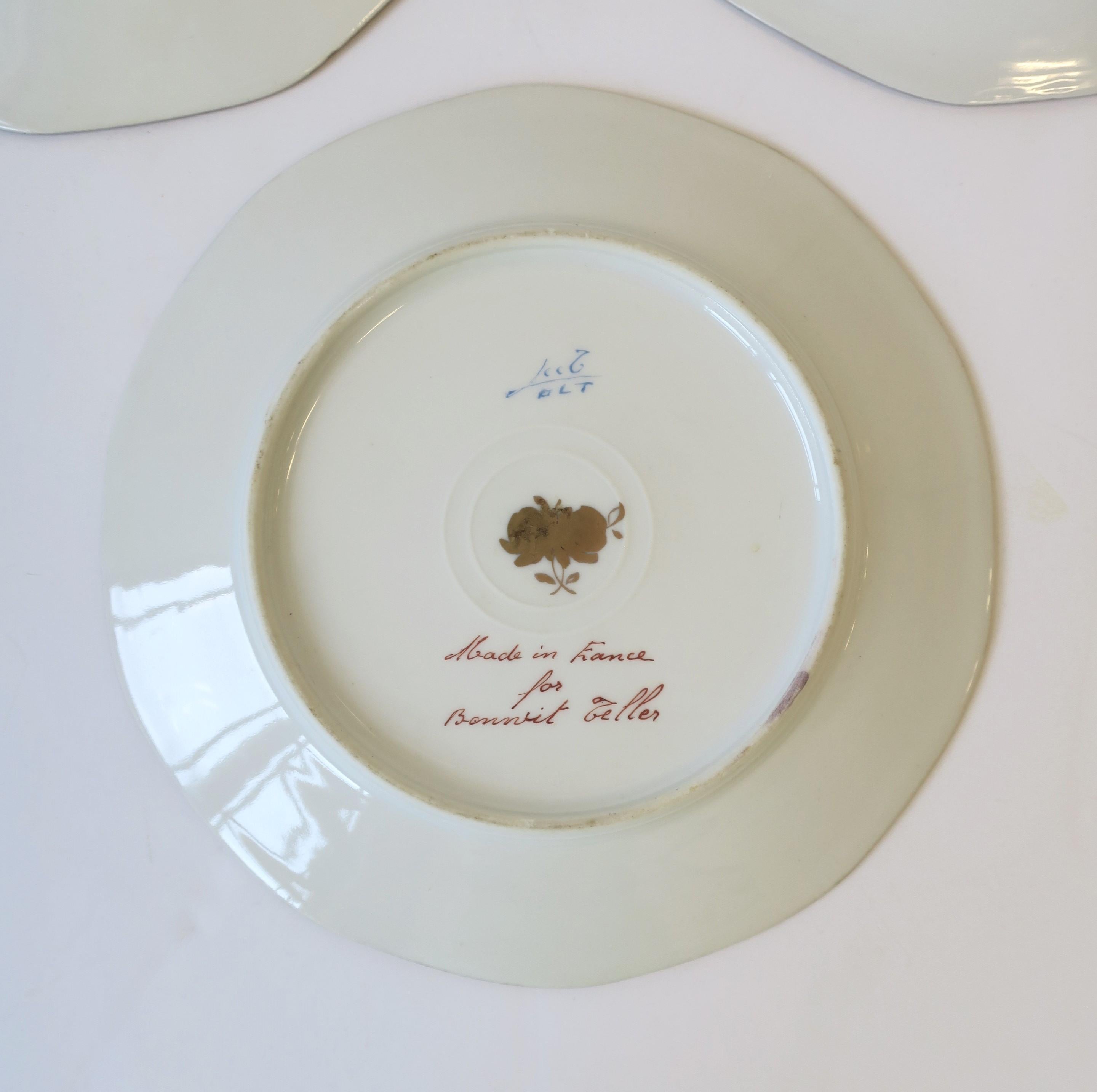 Antique French Plates for Bonwit Teller & Co. New York, Set of 3 For Sale 4