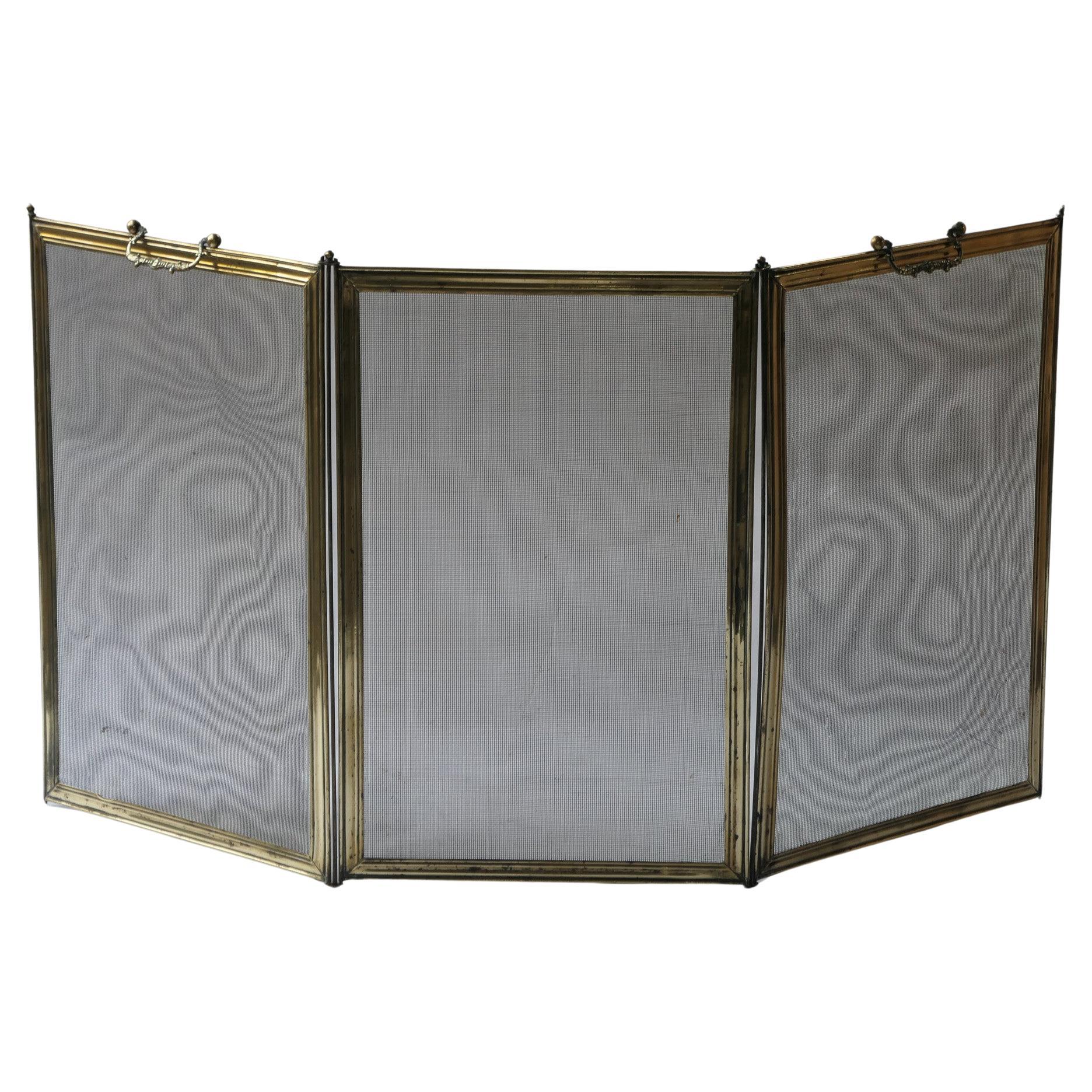 Antique French Polished Brass Napoleon III Fire Screen, 19th Century