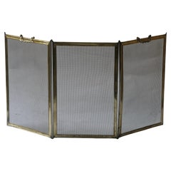 Used French Polished Brass Napoleon III Fire Screen, 19th Century