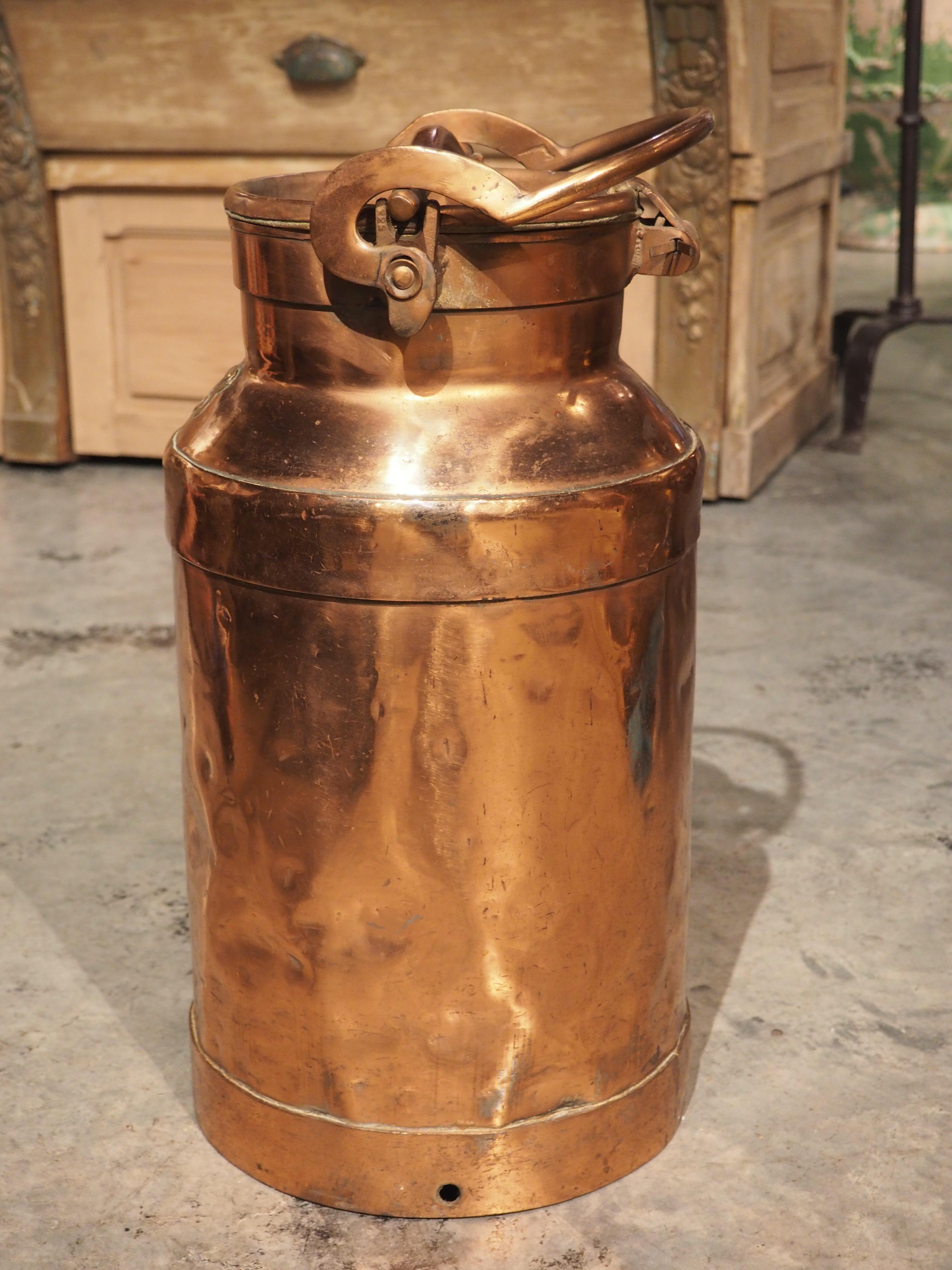 Antique French Polished Copper Milk Container 