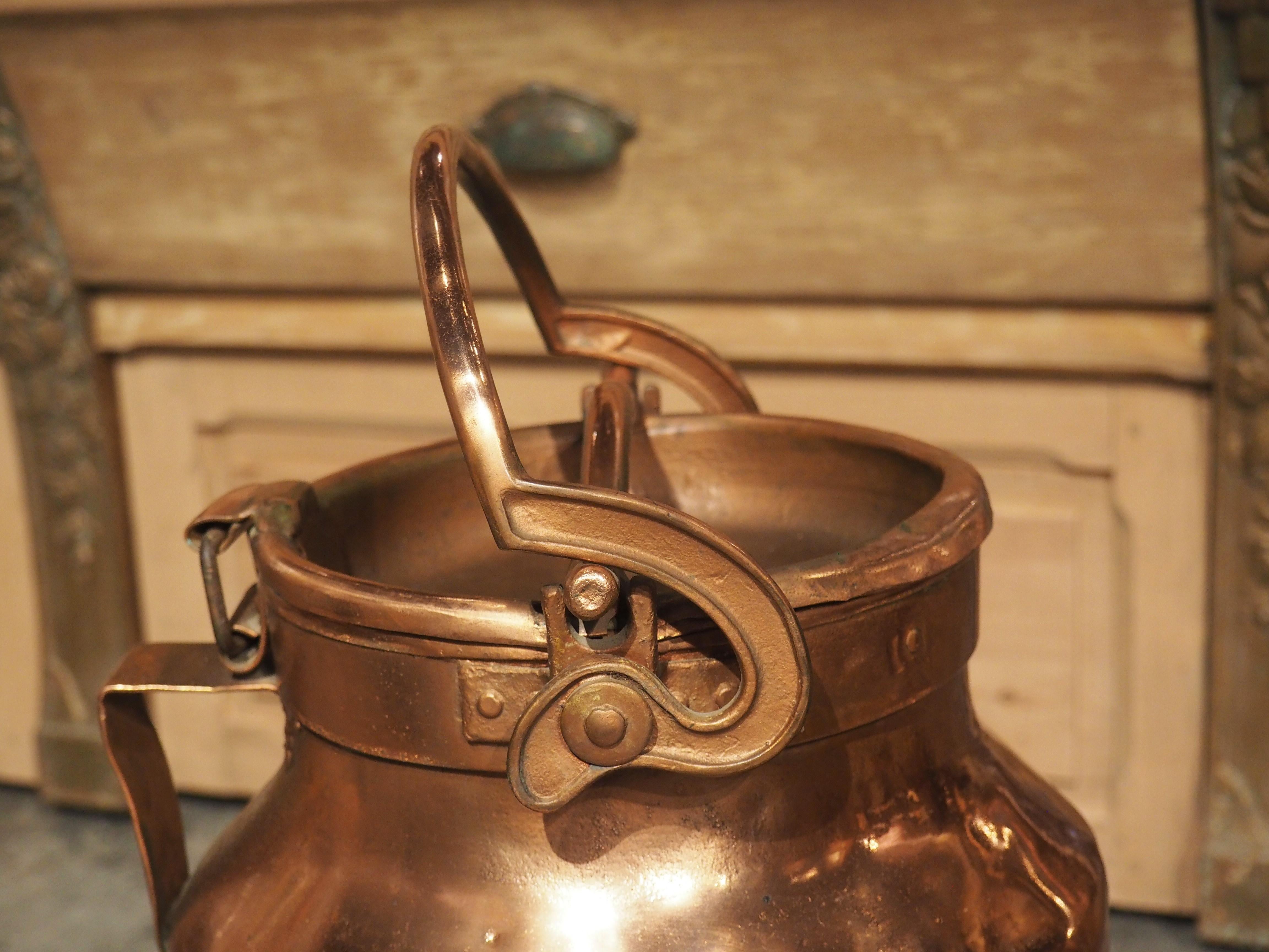 Antique French Polished Copper Milk Container, circa 1890 6