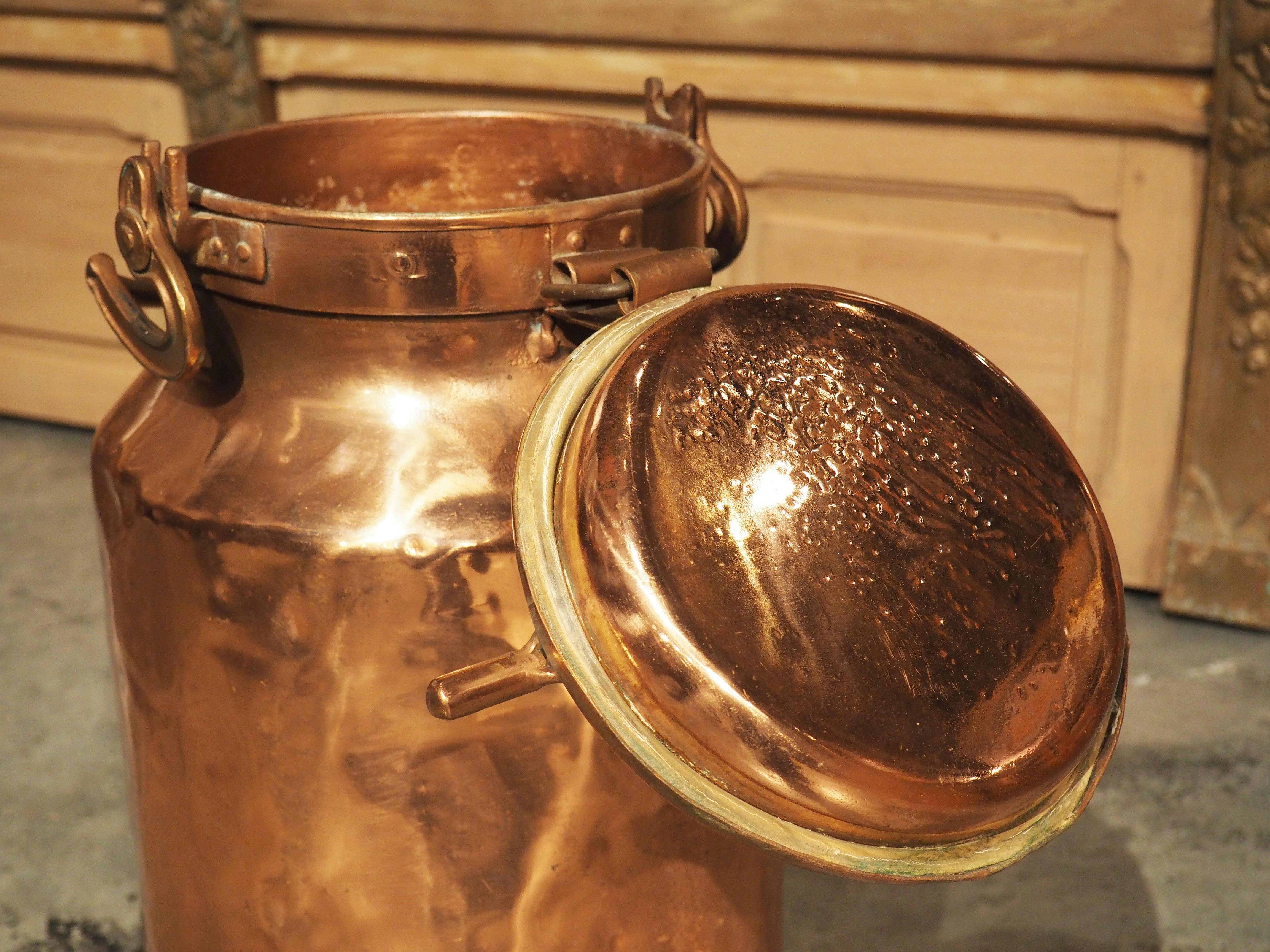 Antique French Polished Copper Milk Container, circa 1890 1