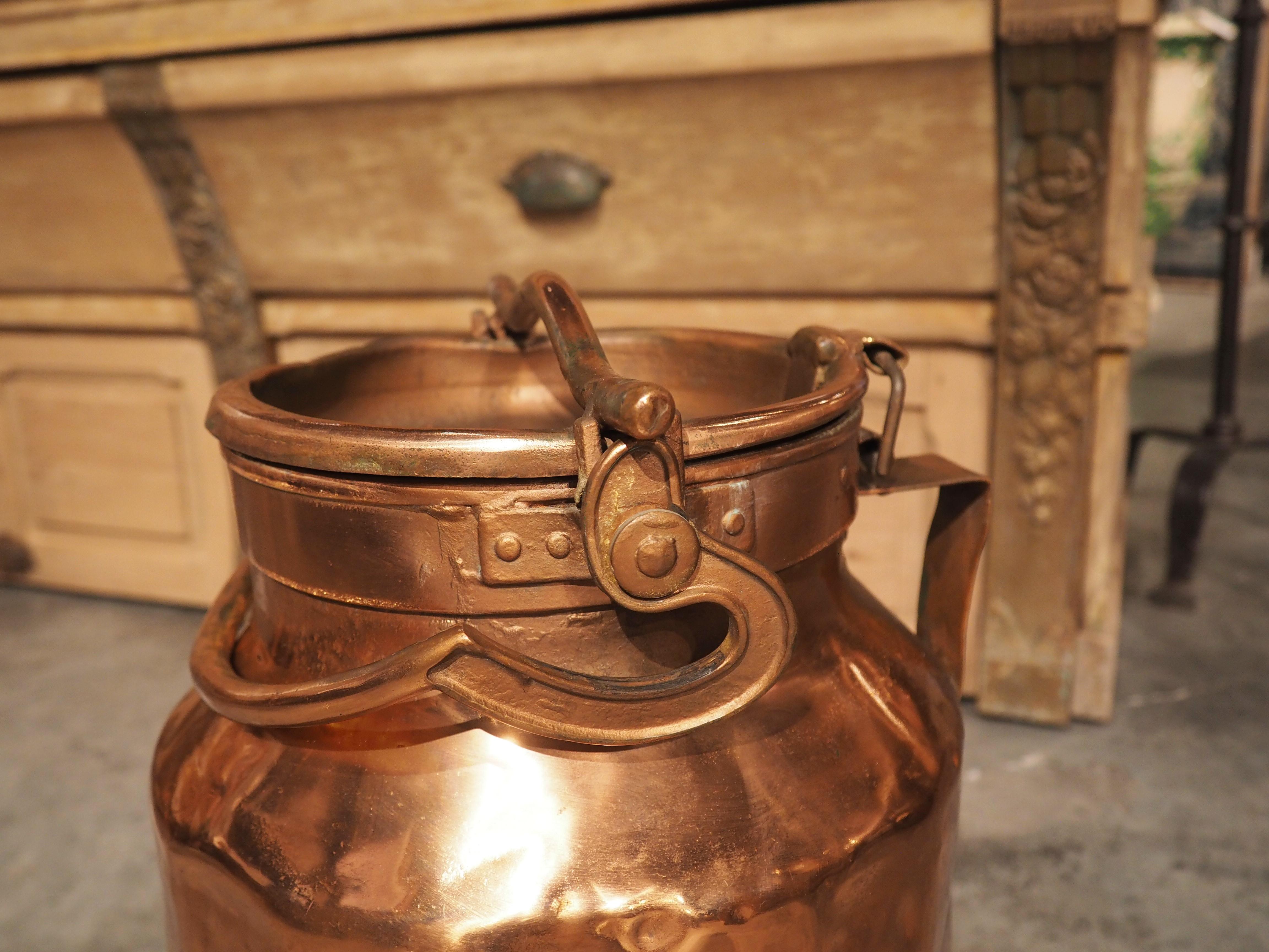 Antique French Polished Copper Milk Container, circa 1890 2