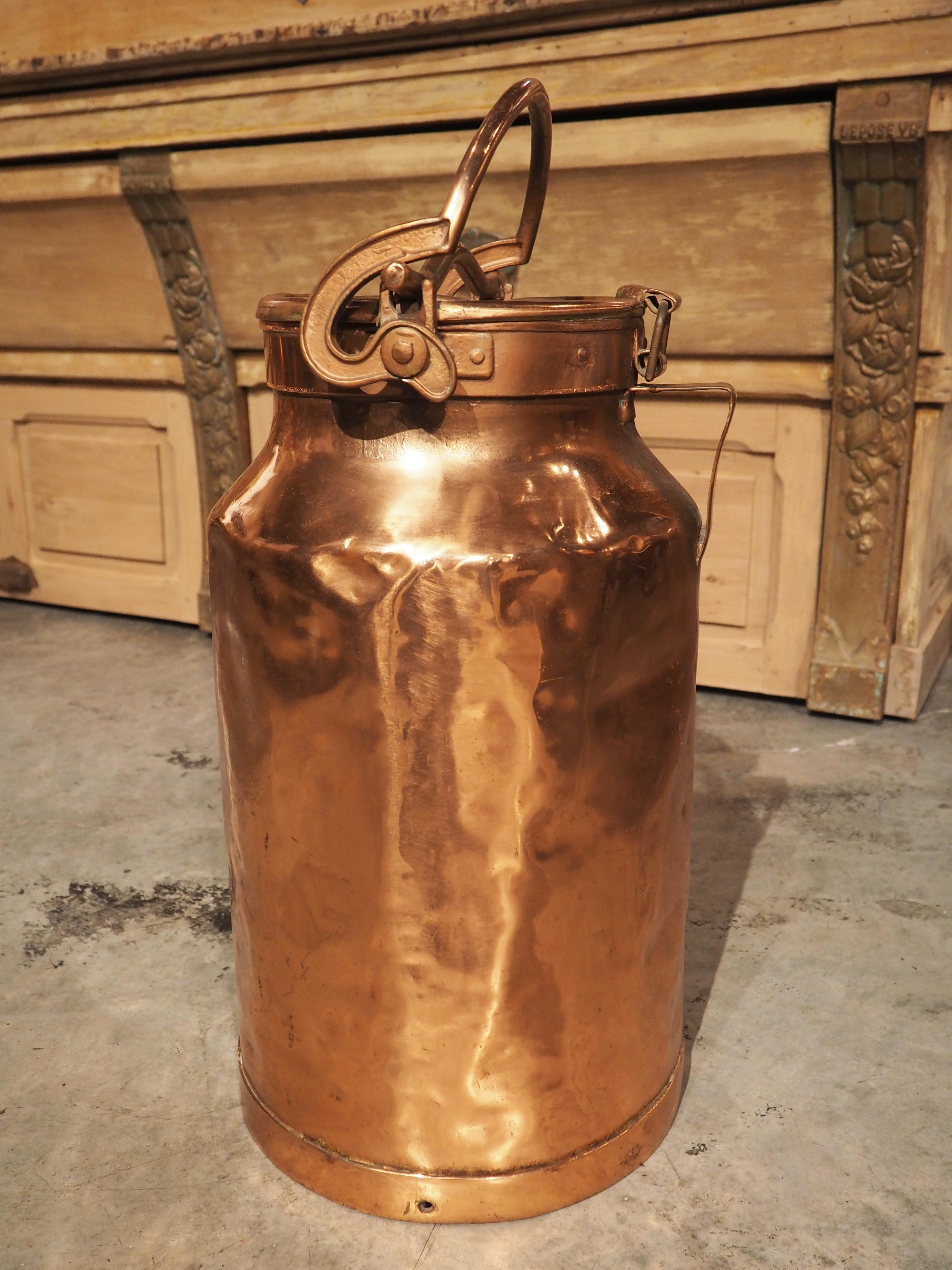 Antique French Polished Copper Milk Container, circa 1890 3