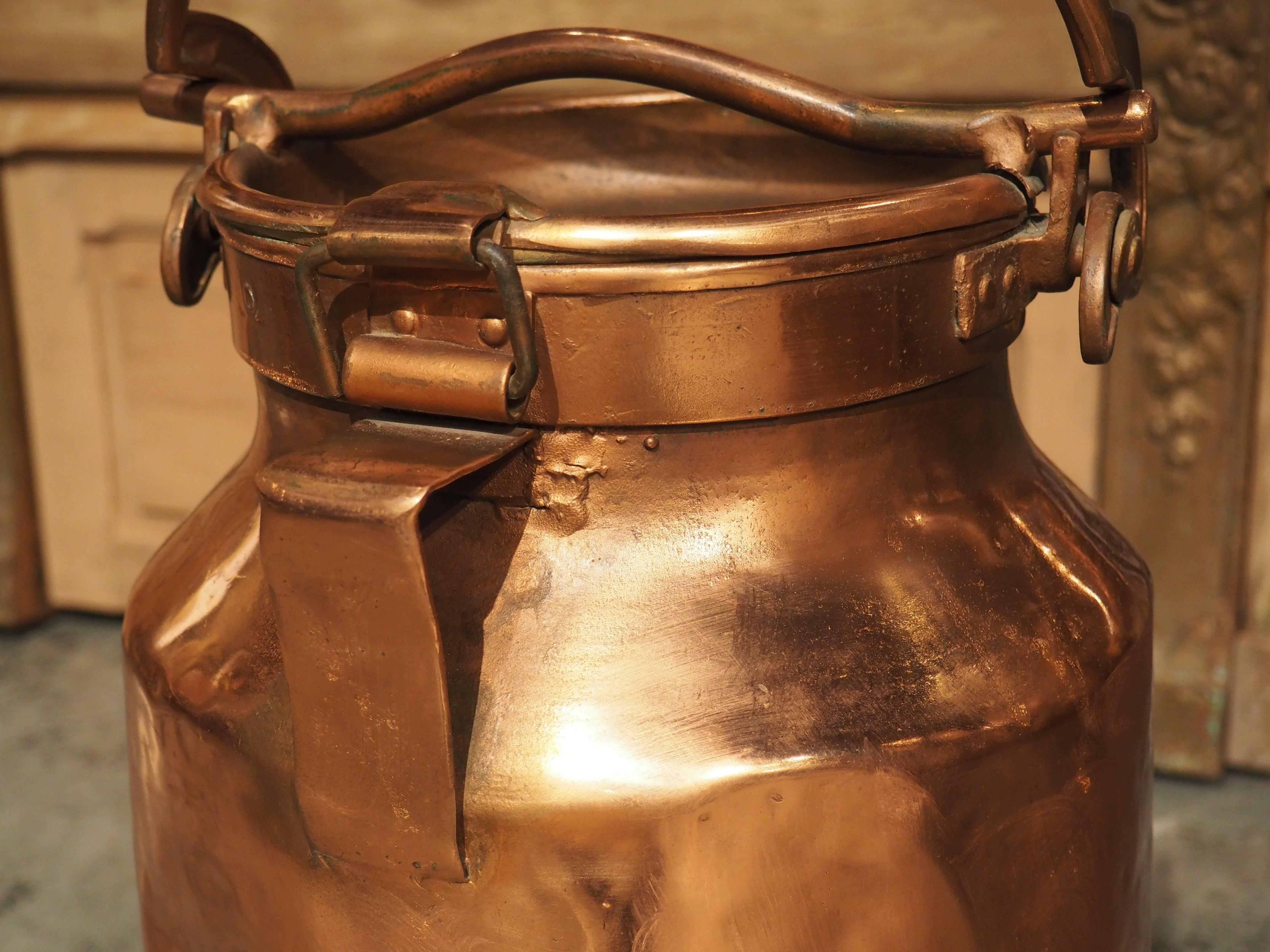 Antique French Polished Copper Milk Container, circa 1890 4