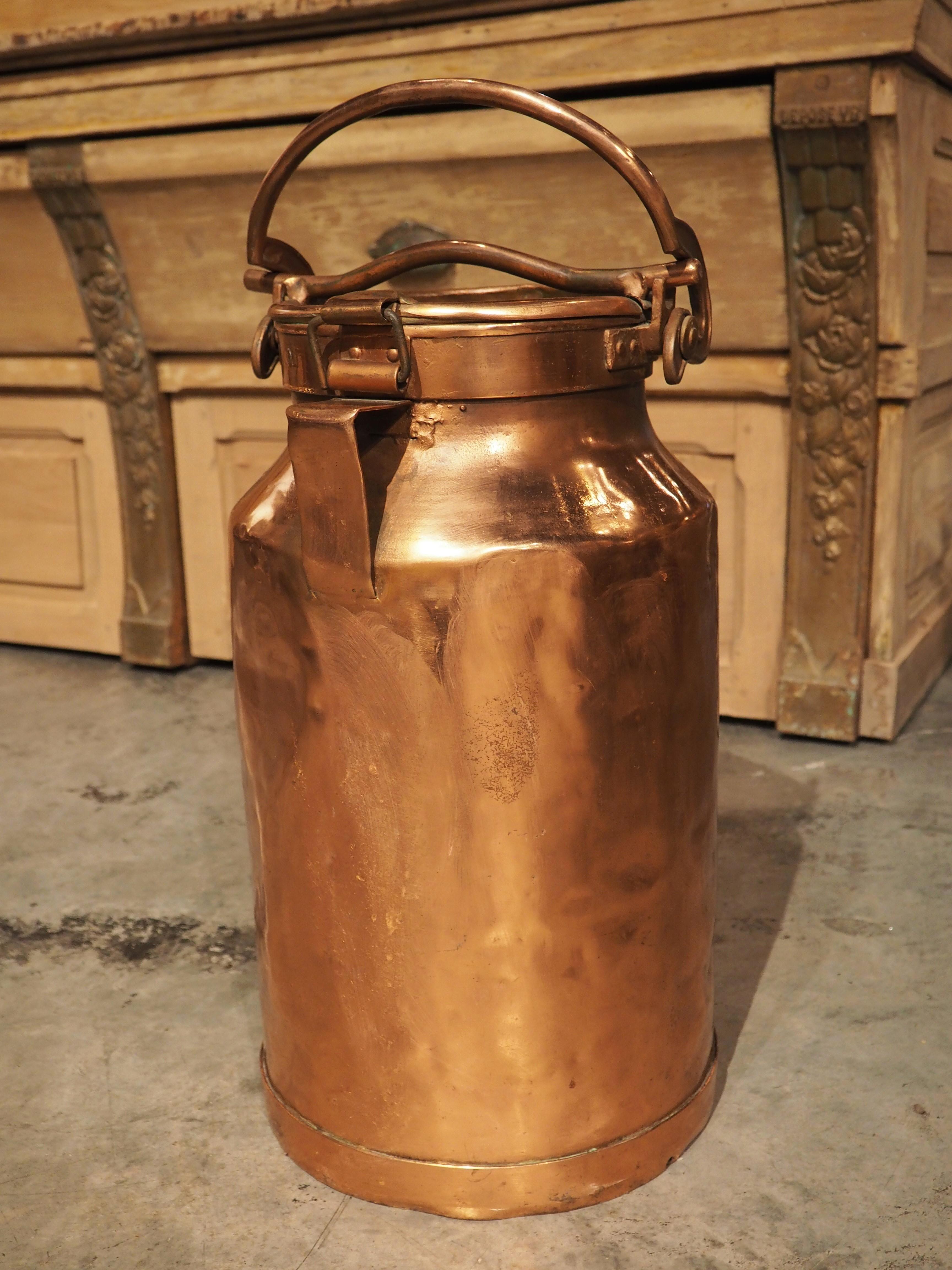 Antique French Polished Copper Milk Container, circa 1890 5