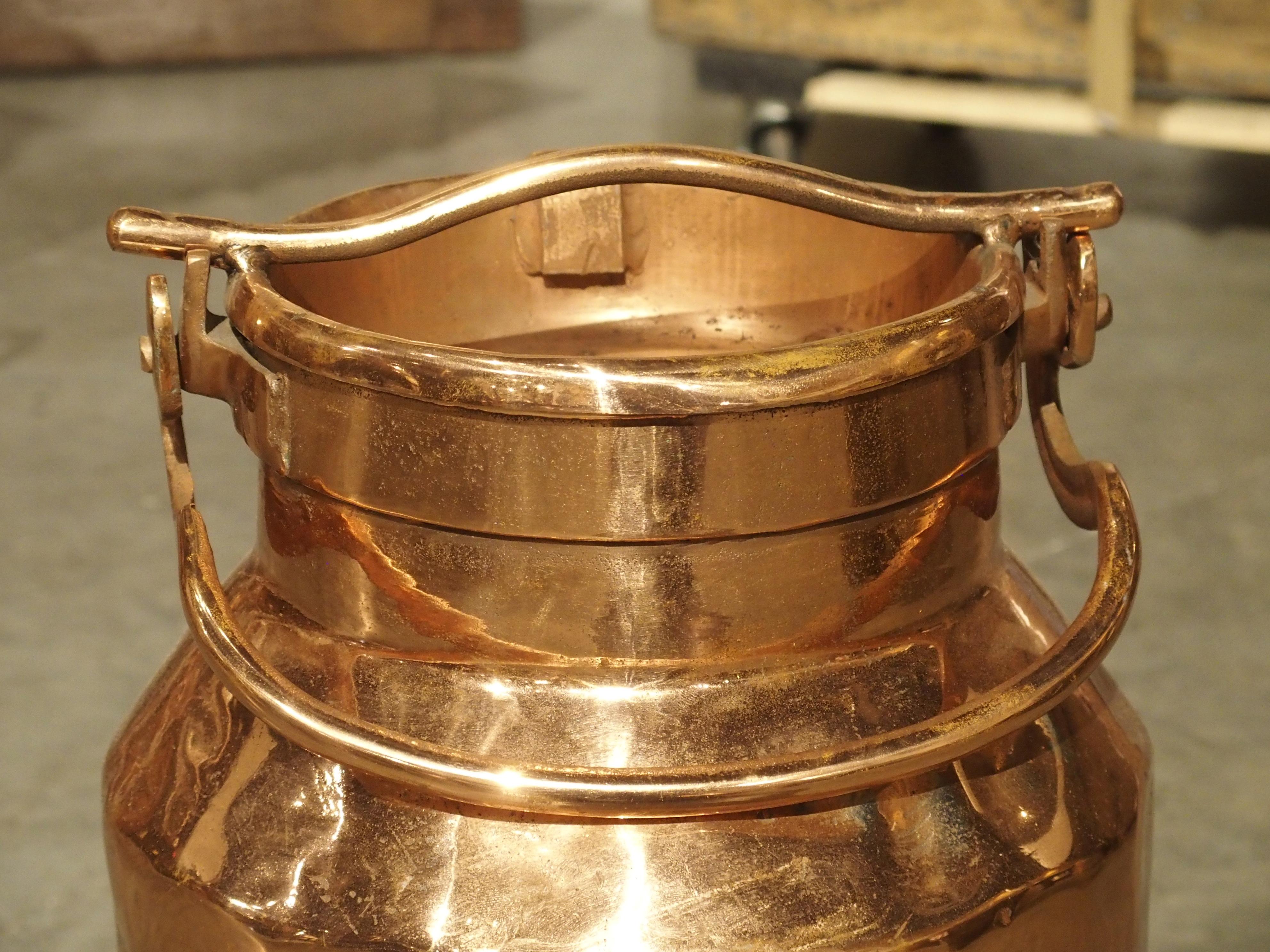 Hand-Crafted Antique French Polished Copper Milk Container, Late 19th Century
