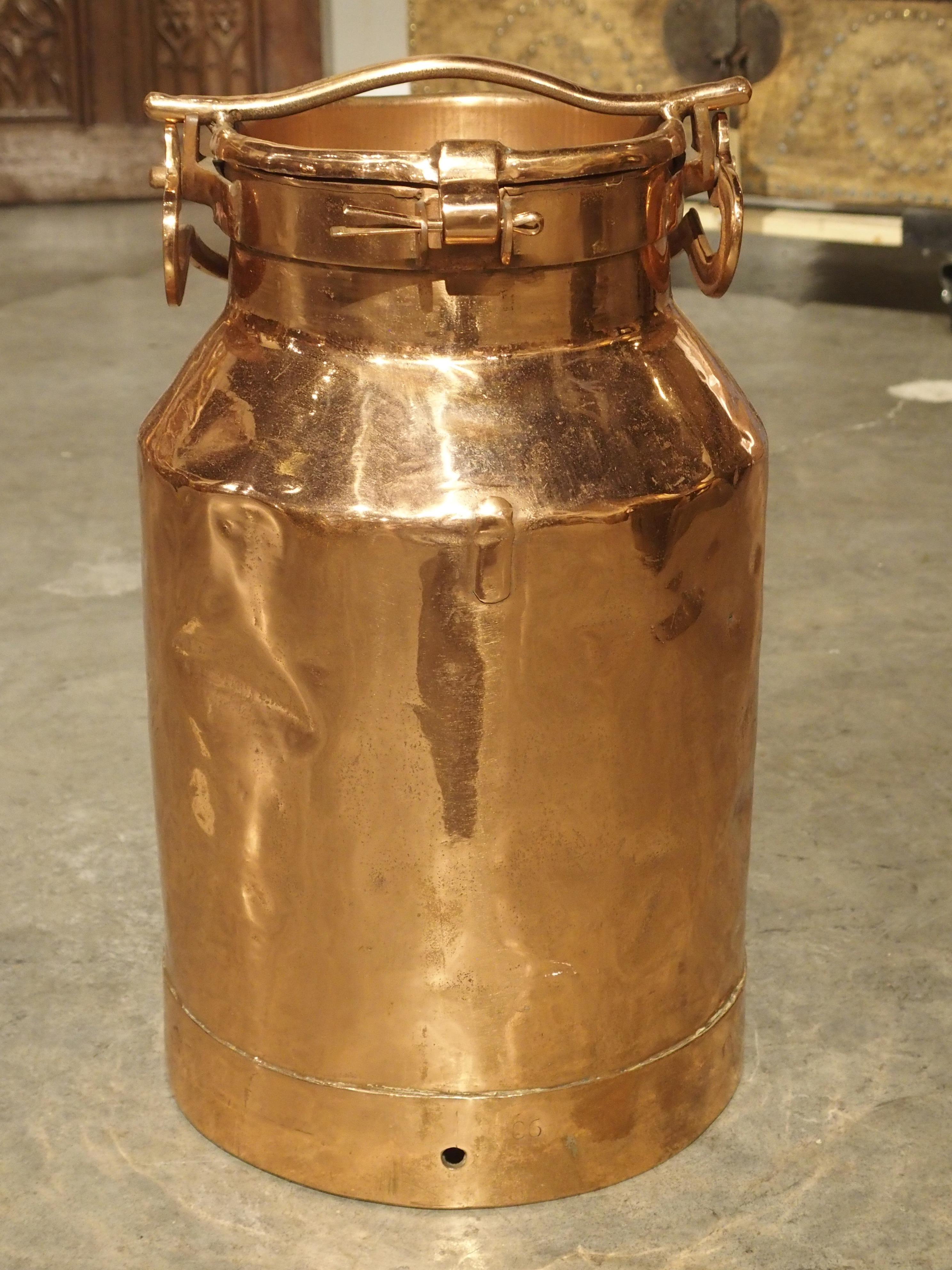 Antique French Polished Copper Milk Container, Late 19th Century 2