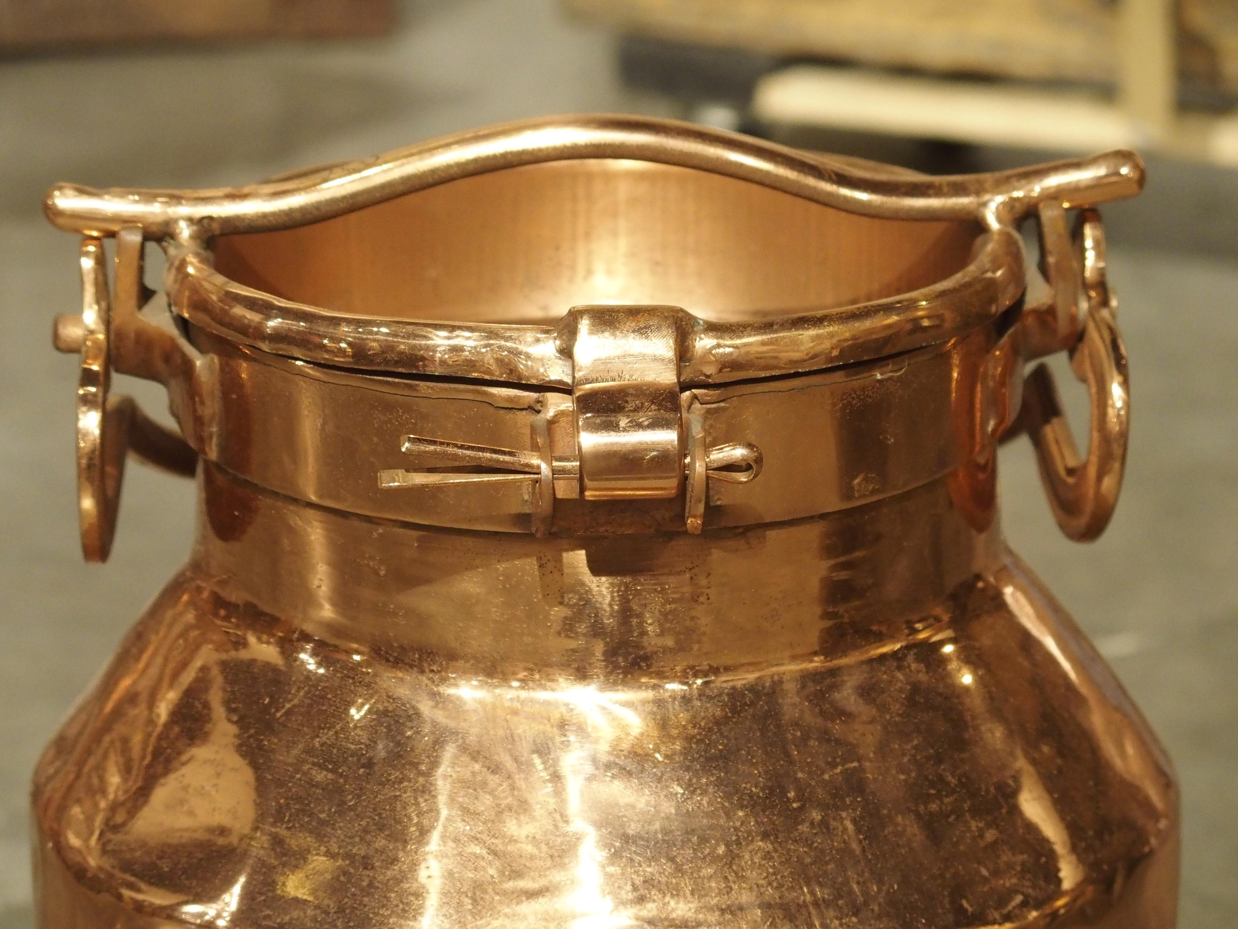Antique French Polished Copper Milk Container, Late 19th Century 3