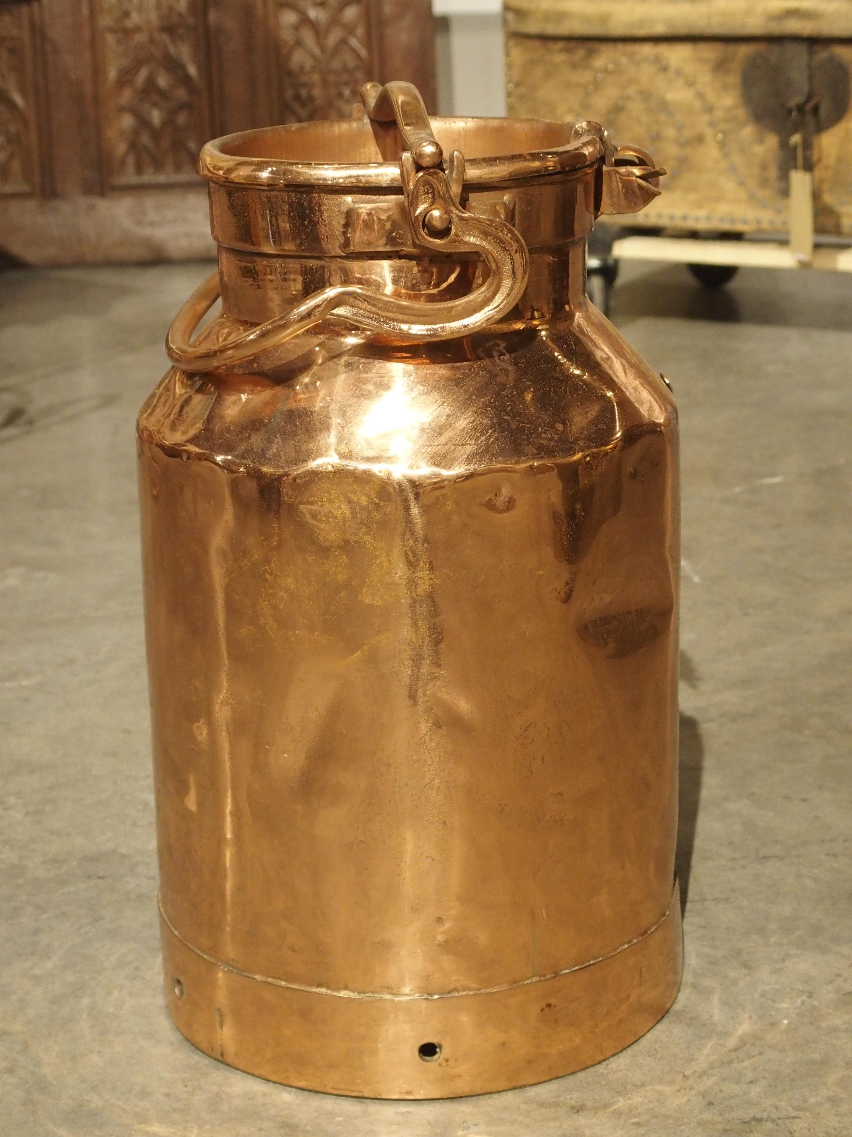 Antique French Polished Copper Milk Container, Late 19th Century 5