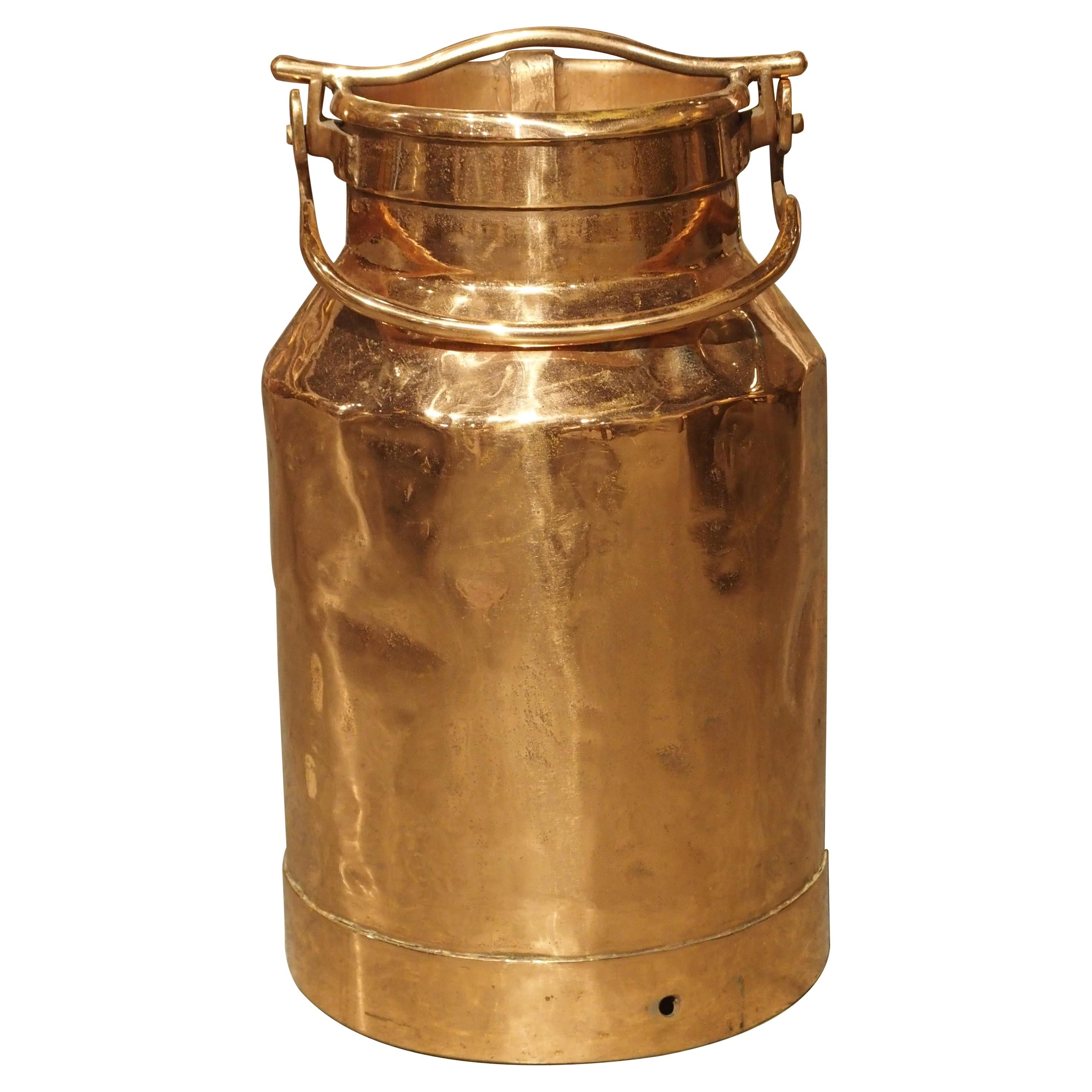 Antique French Polished Copper Milk Container, Late 19th Century