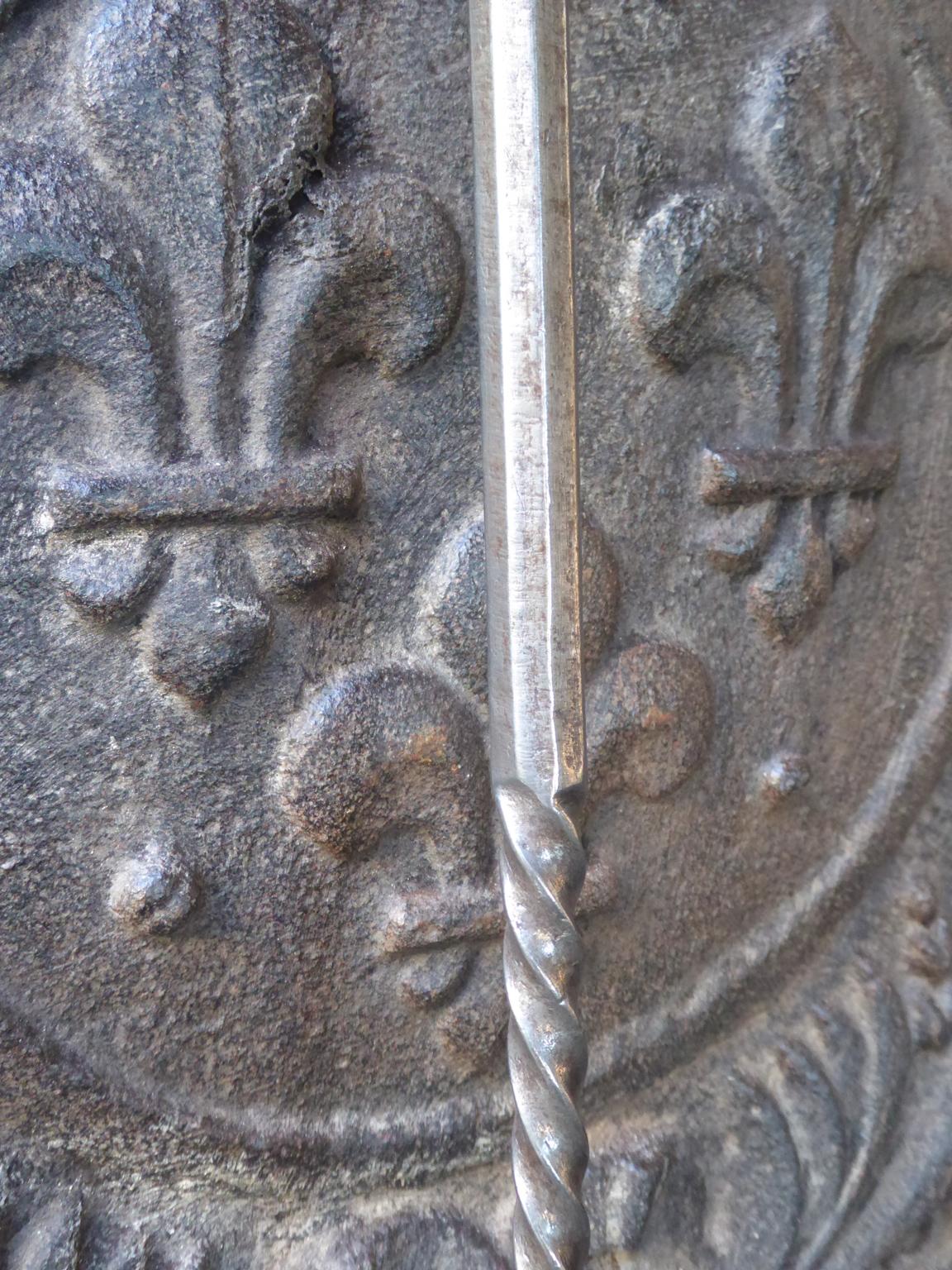 Antique pelle de cheminée ou pelle de cheminée française en acier poli en vente 2