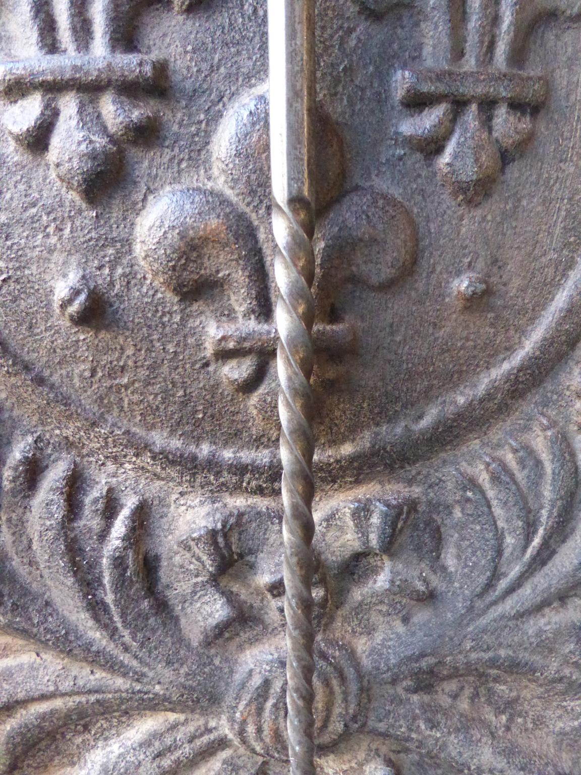 Français Antique pelle de cheminée ou pelle de cheminée française en acier poli en vente