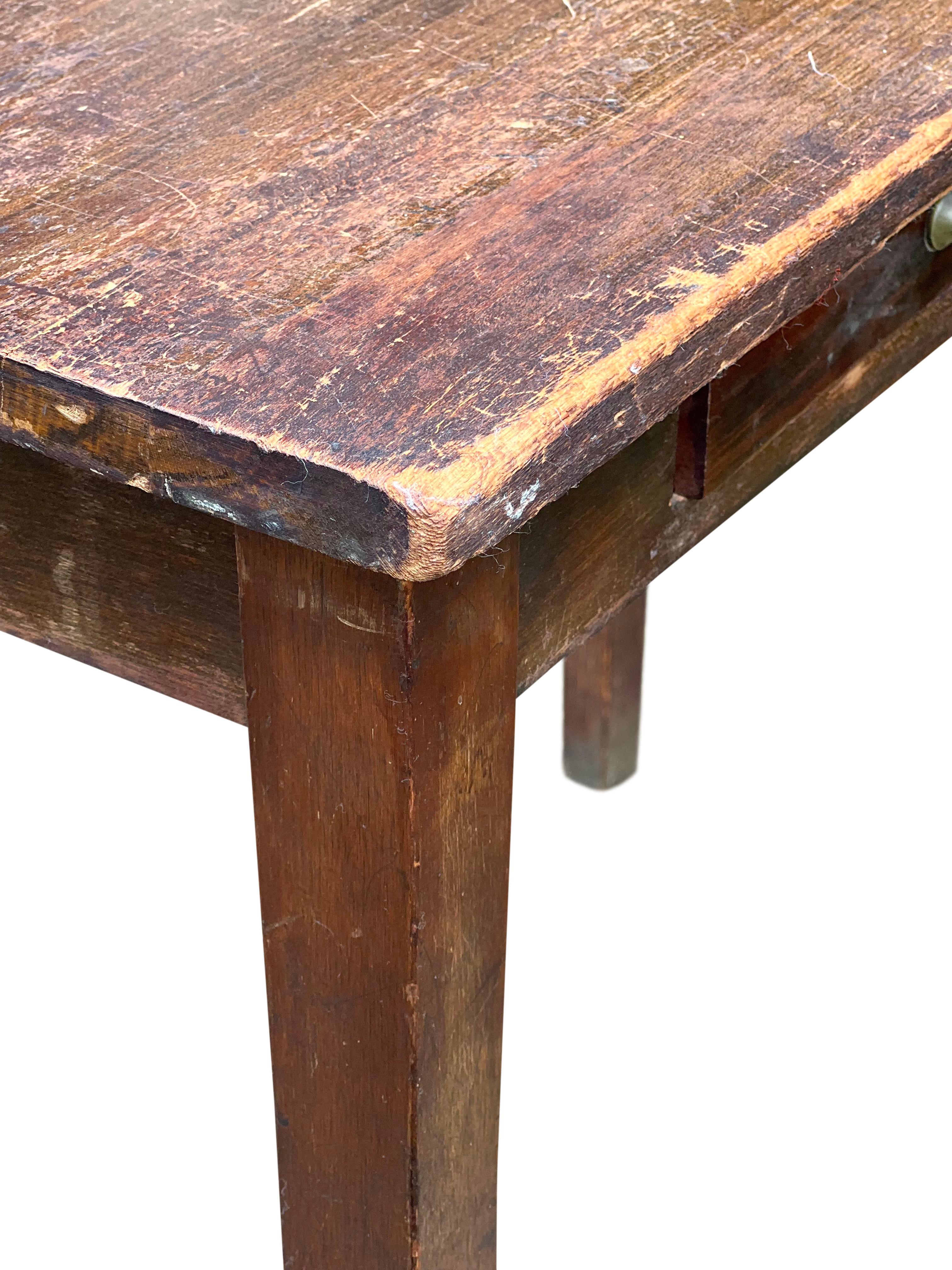 Antique French Poplar Table with Pullout Tablet For Sale 7