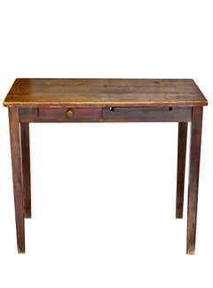 Antique French Poplar Table with Pullout Tablet