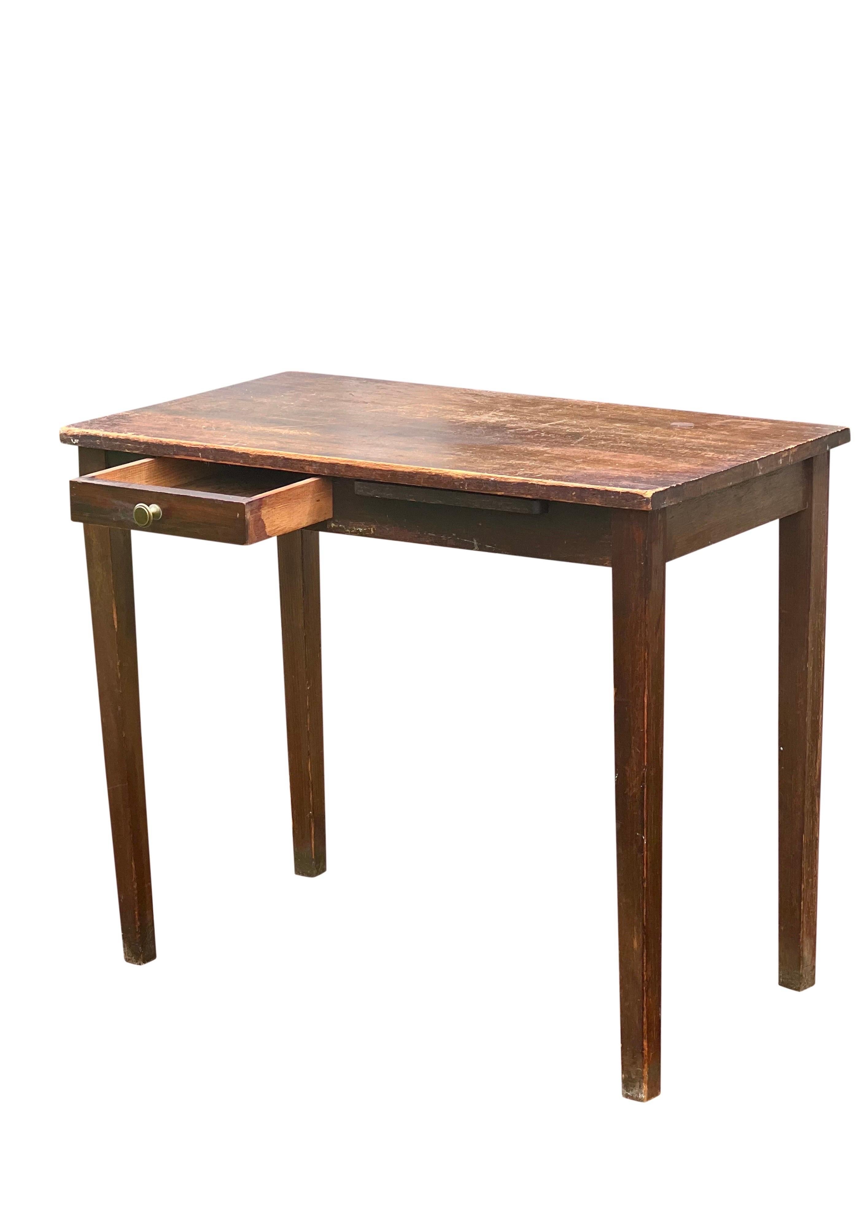 20th Century Antique French Poplar Table with Pullout Tablet For Sale