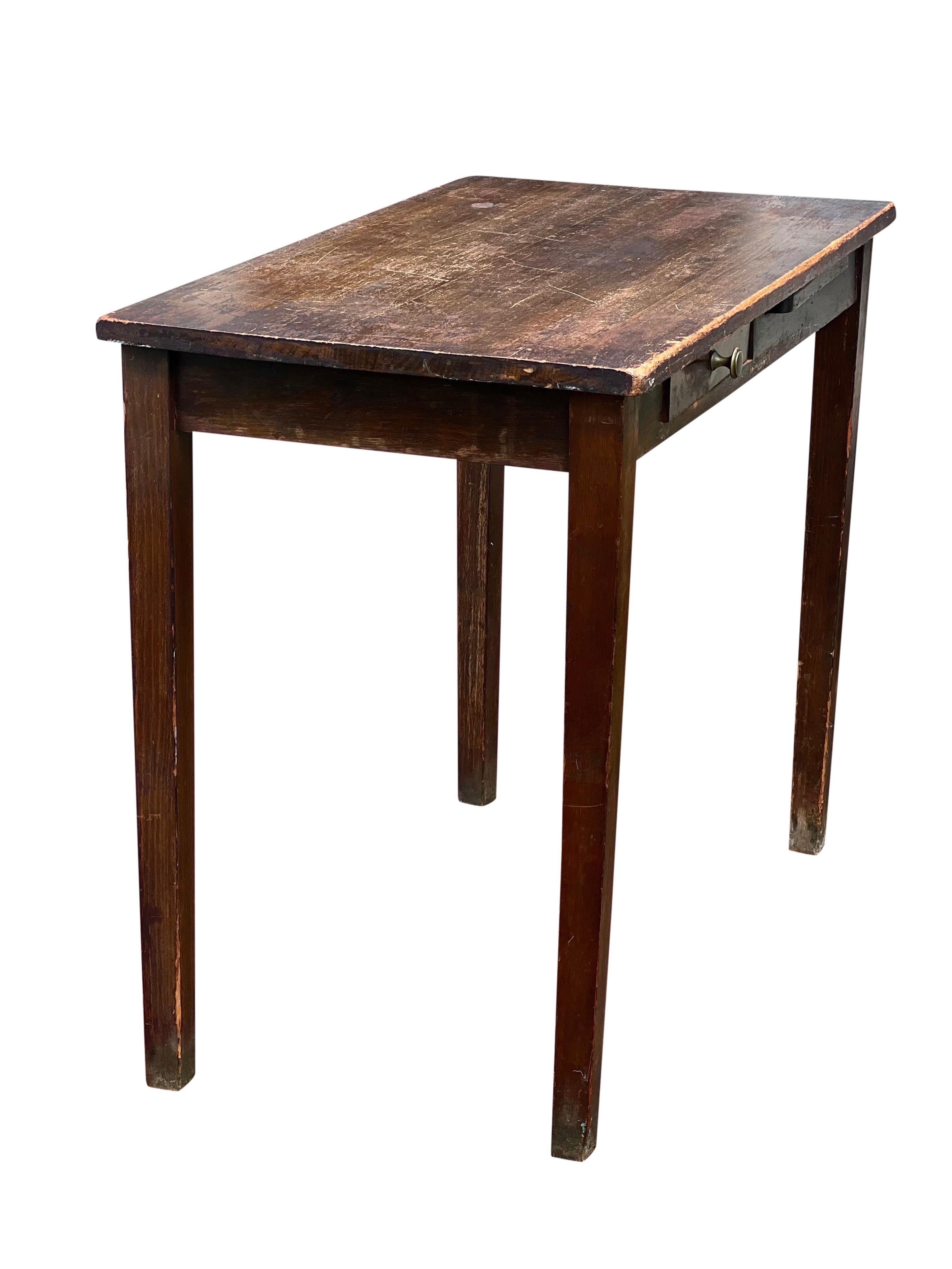 Antique French Poplar Table with Pullout Tablet For Sale 3