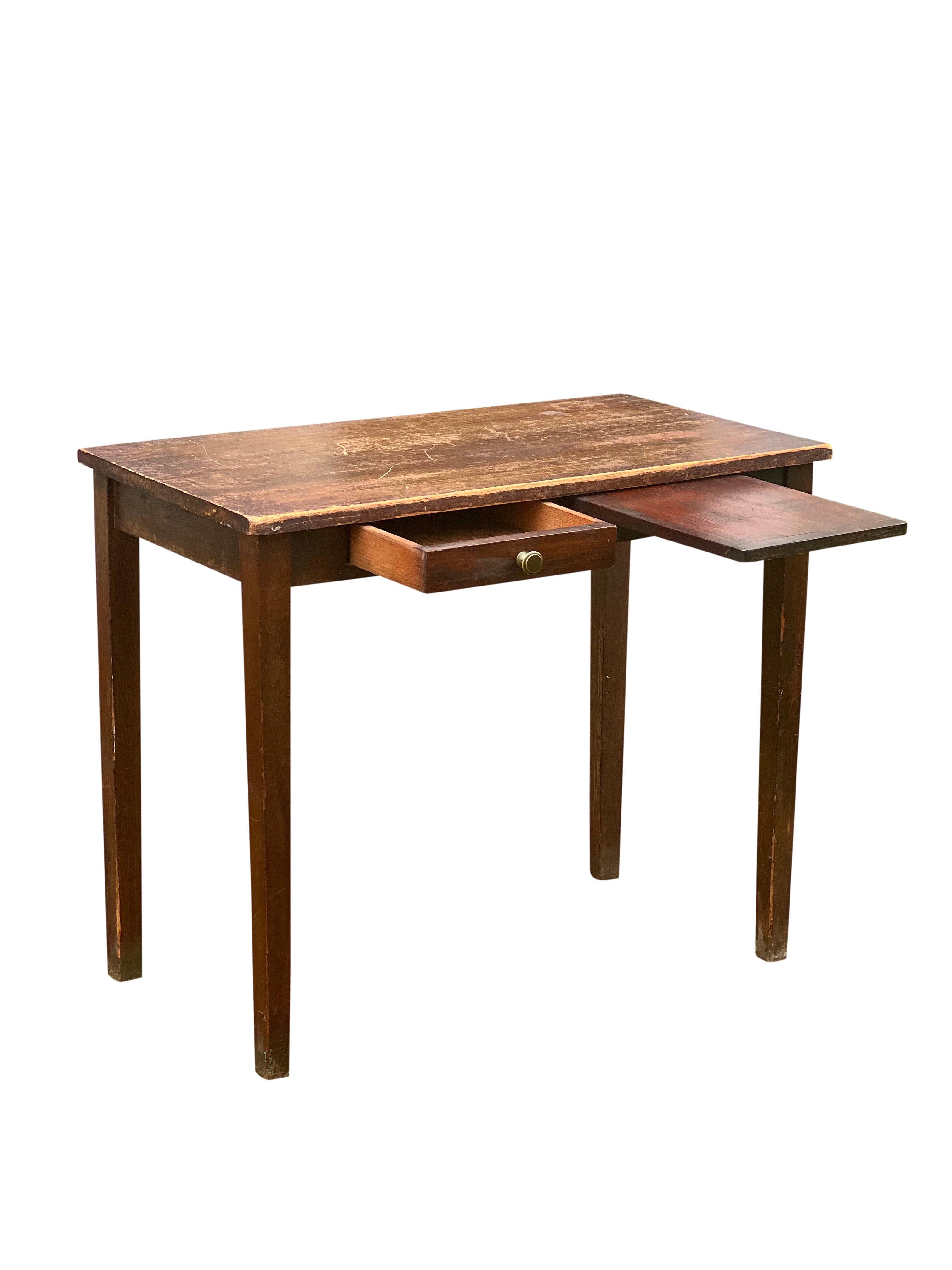 Antique French Poplar Table with Pullout Tablet For Sale 4