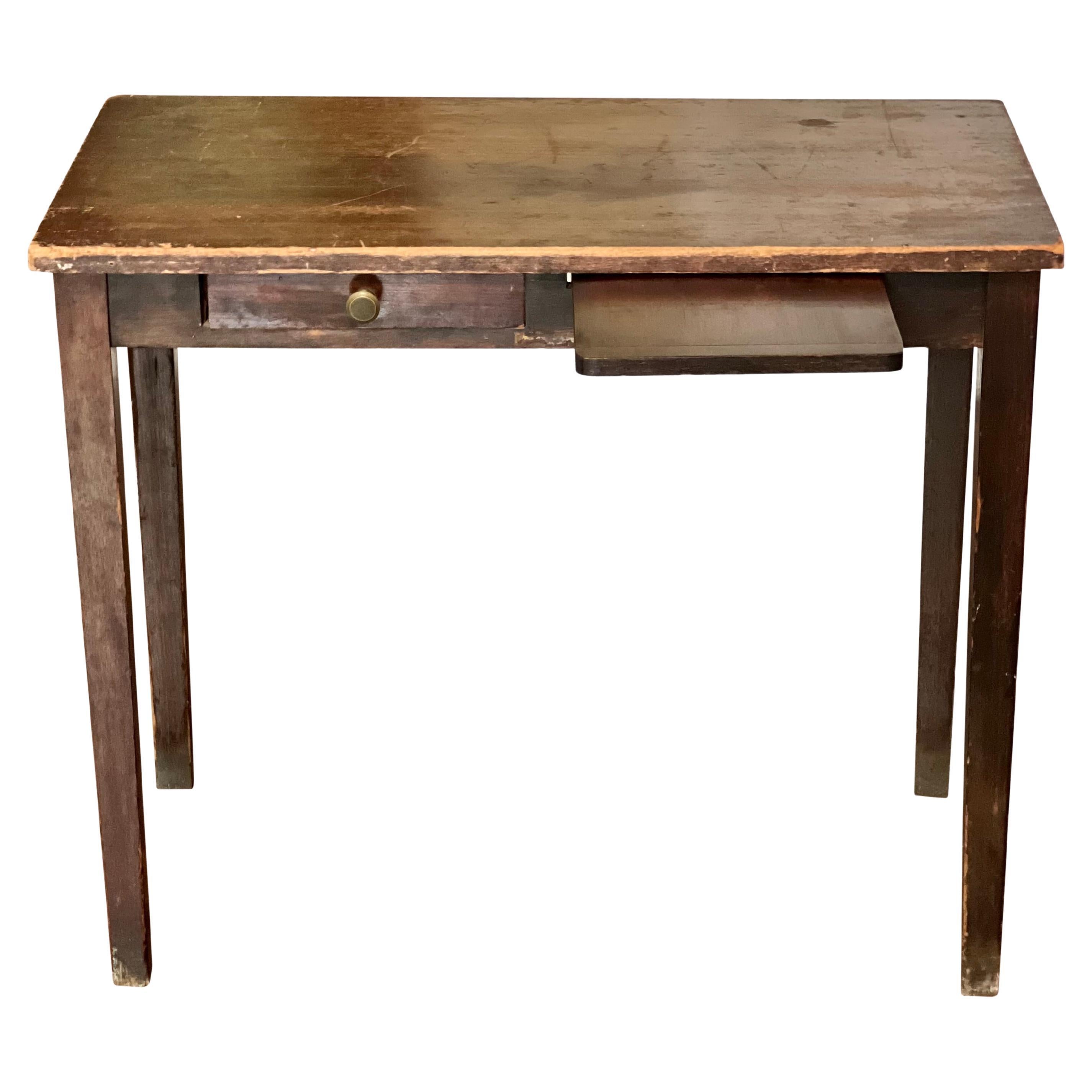 Antique French Poplar Table with Pullout Tablet For Sale