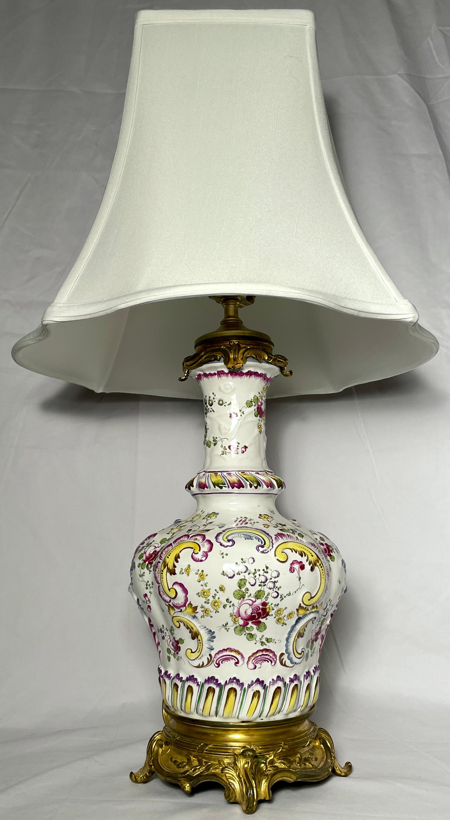 Antique French Porcelain and Gold Bronze Mounted Lamps, Circa 1890.