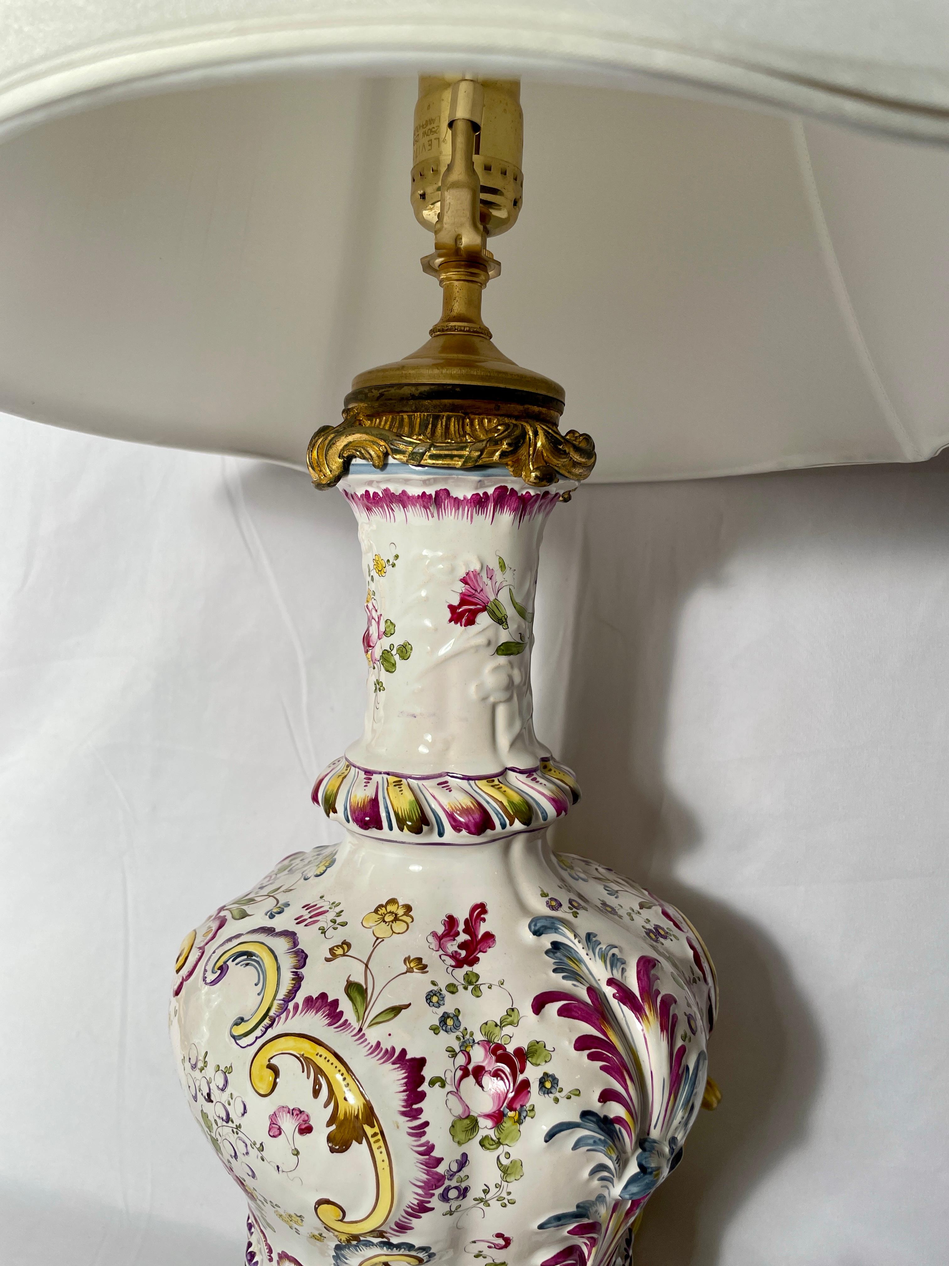 Antique French Porcelain and Gold Bronze Mounted Lamps, circa 1890. For Sale 2