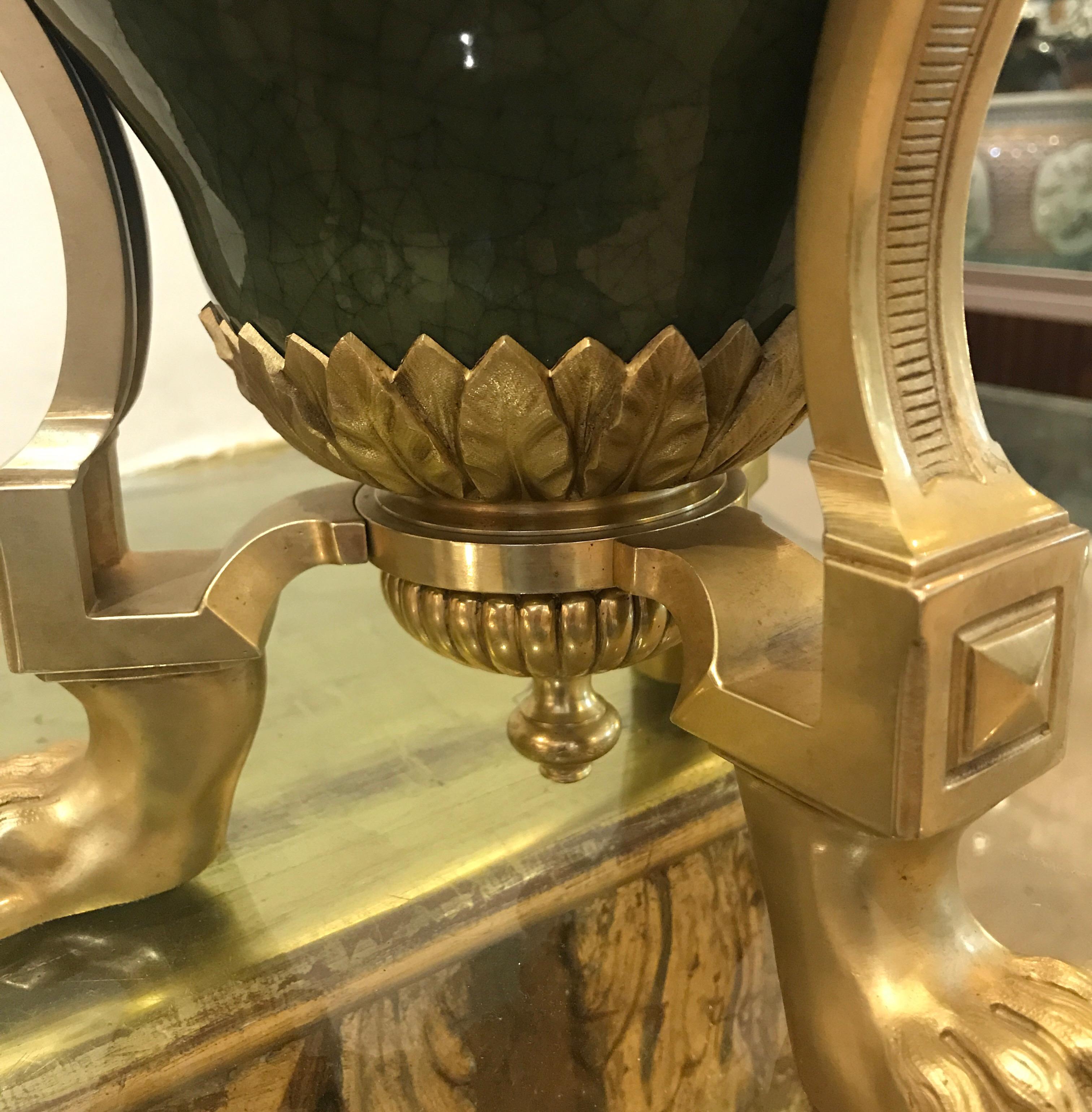 Antique French Porcelain and Ormolu Mounted Large Covered Urn 2
