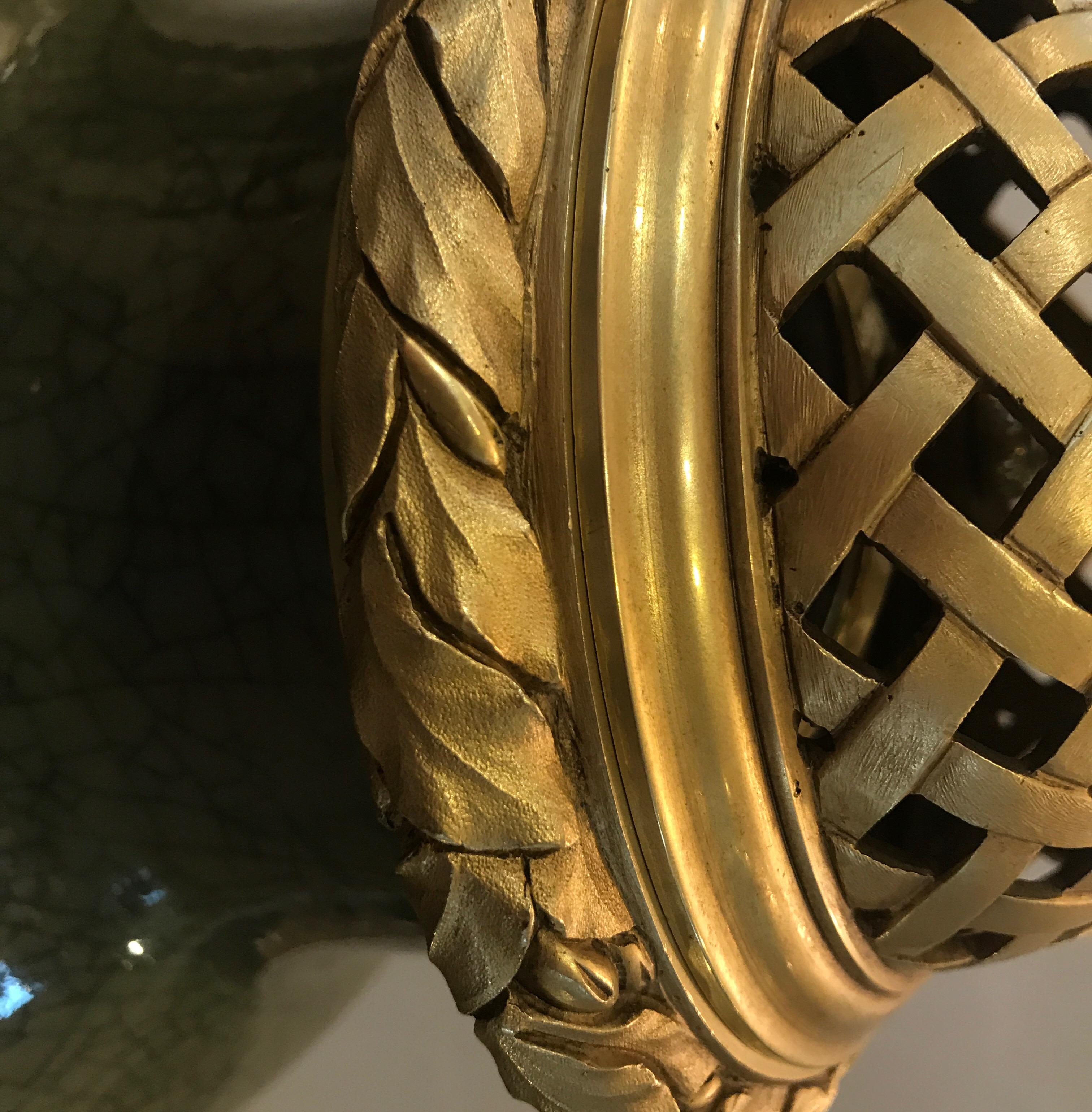 Antique French Porcelain and Ormolu Mounted Large Covered Urn 4