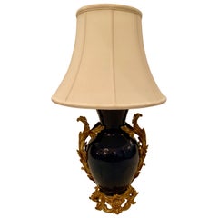Antique French Porcelain Bronze Dore Mounted Napoleon III Lamp circa 1865-1875