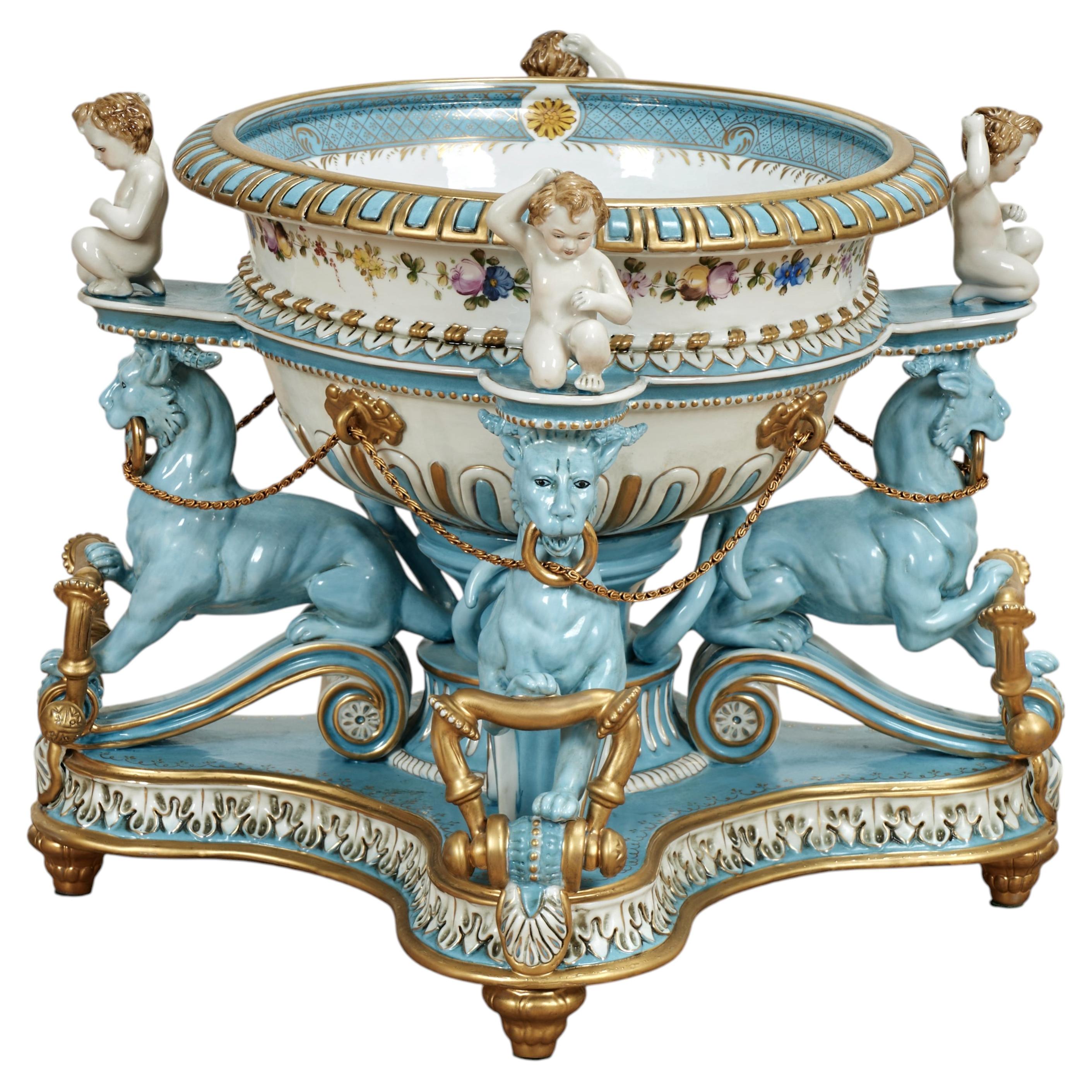 Antique French Porcelain Centerpiece or Bowl