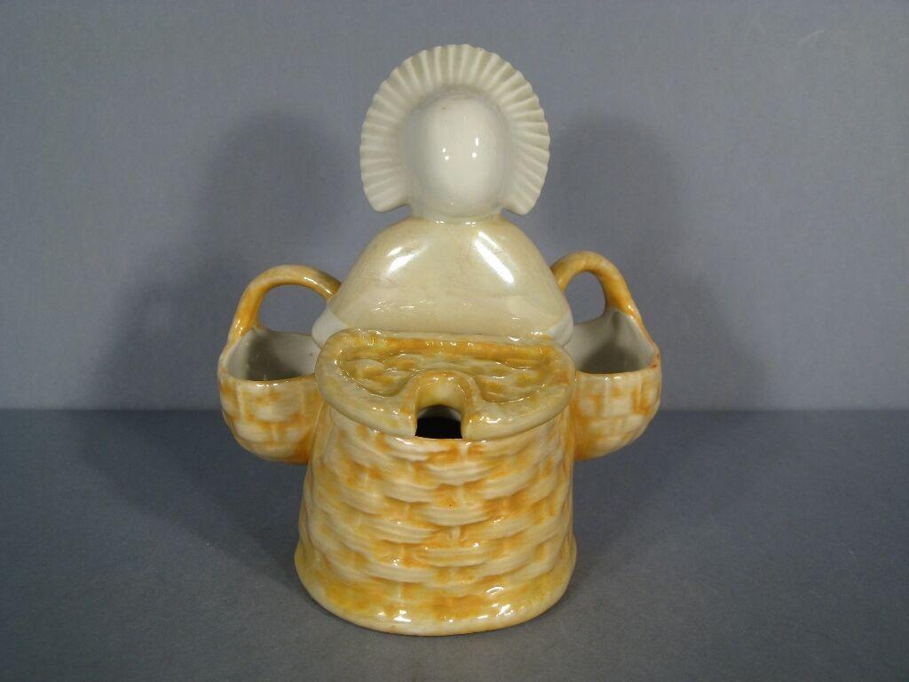 Antiguo Juego de Condimentos de Porcelana Francesa con Motivo Campesino La Louvesc -1Y17 2