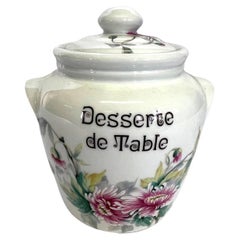 Ancienne boîte à couvercle en porcelaine française Desserte de Table