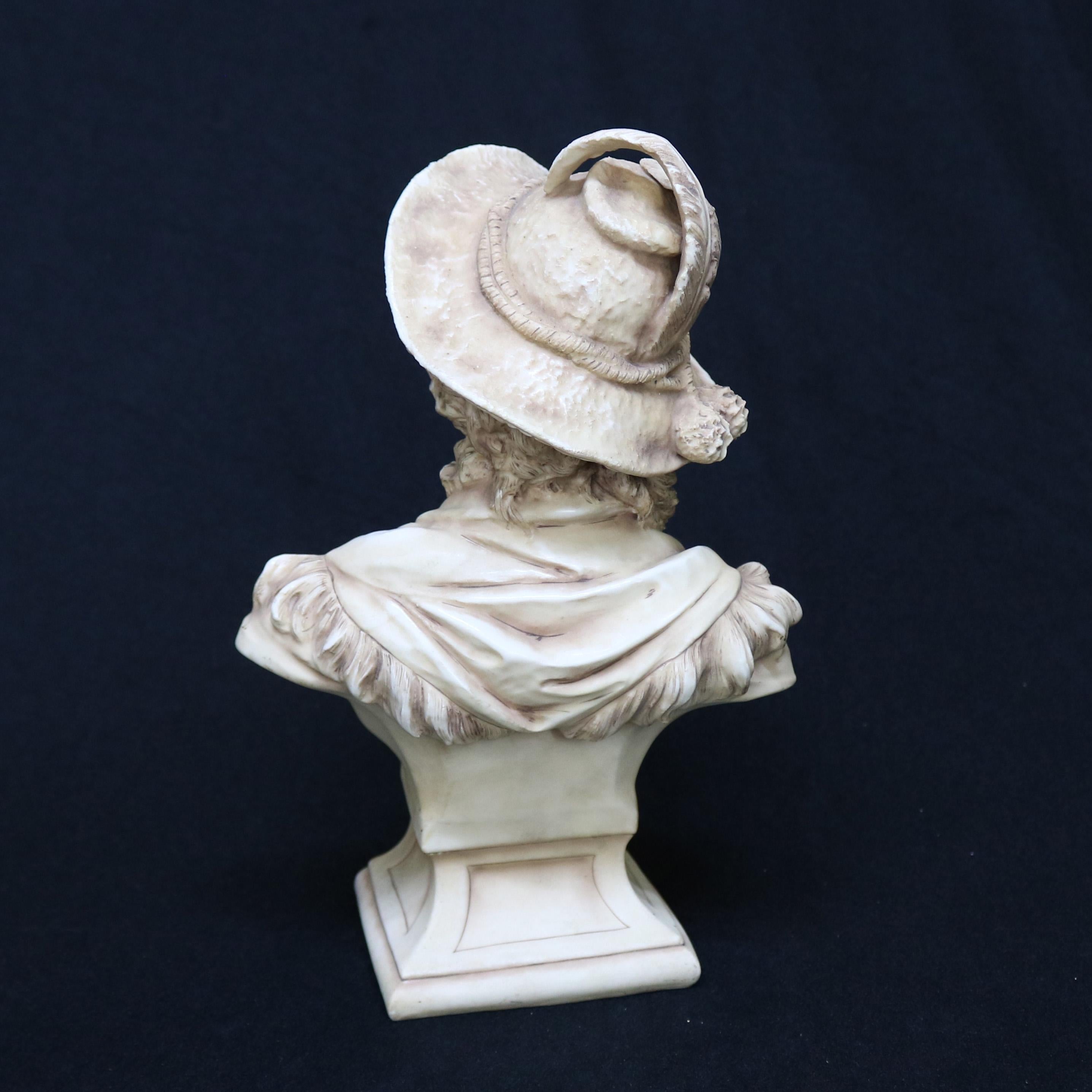 bust of a woman with a hat