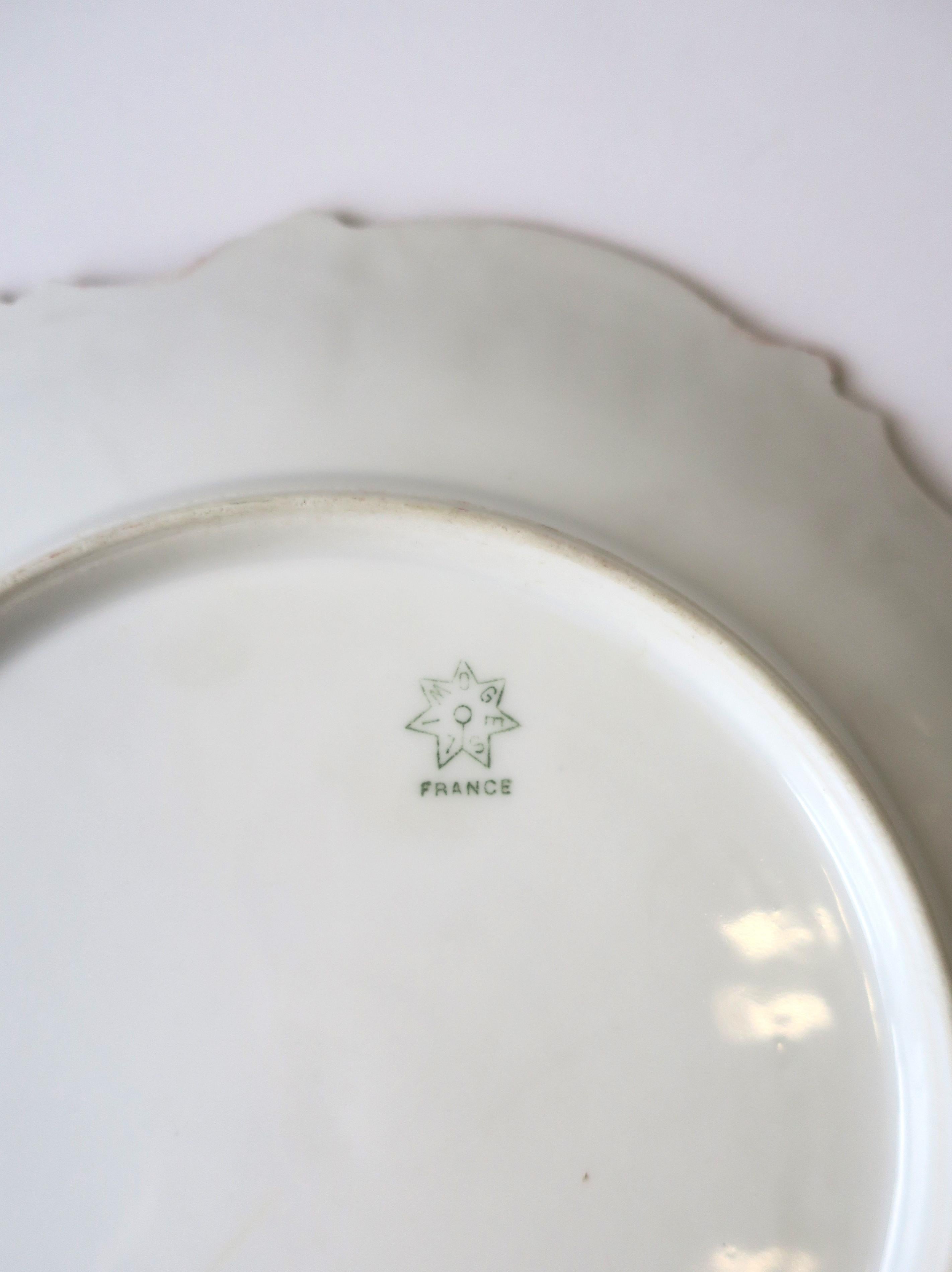 Antique French Porcelain Gold Pink & Terracotta Hue Plates, Set 2 For Sale 5