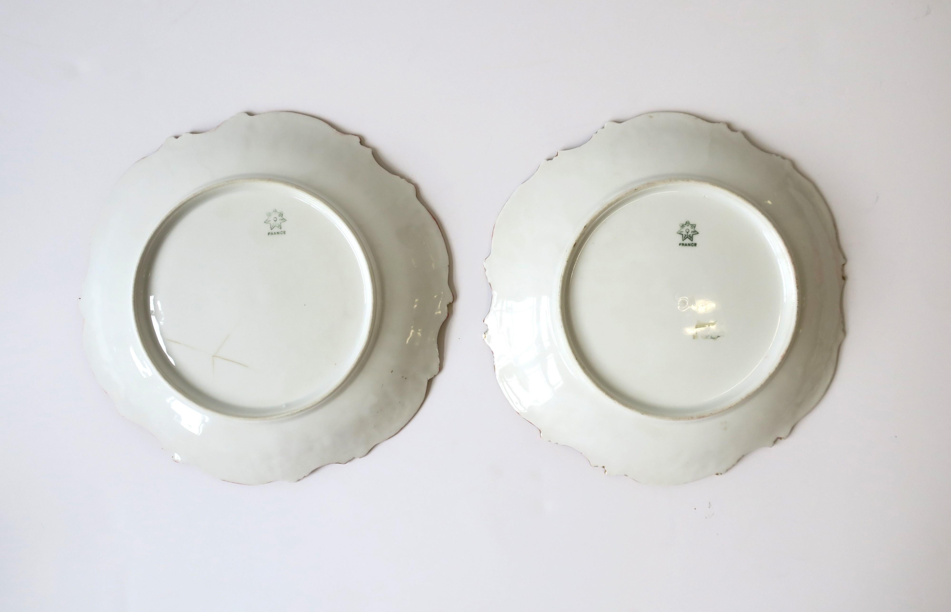 Antique French Limoges Porcelain Plates, Pair For Sale 3
